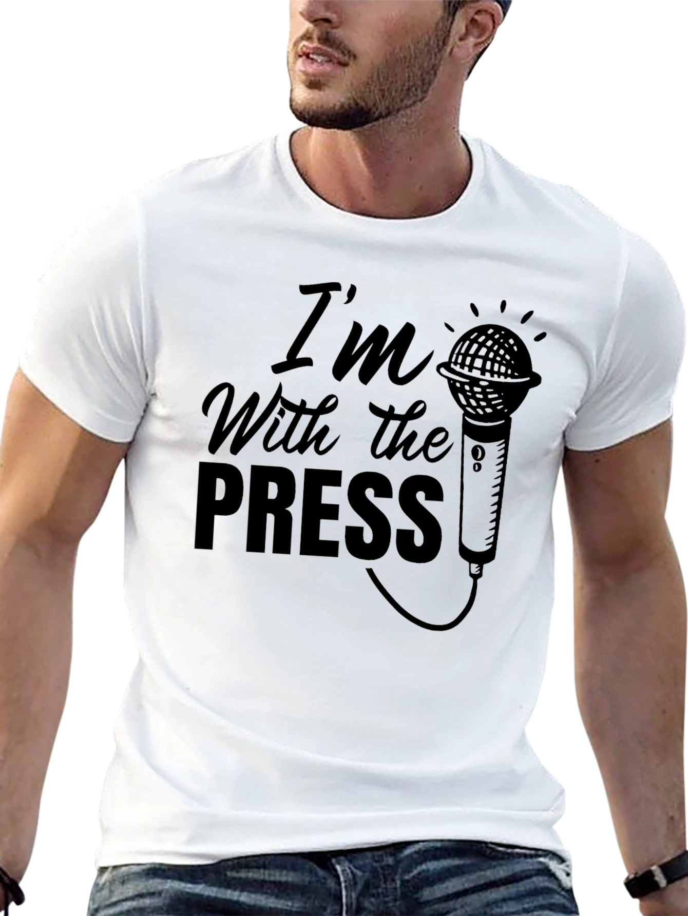 Black I'm With The Press Graphic T-Shirt - Black Crew Neck view 13