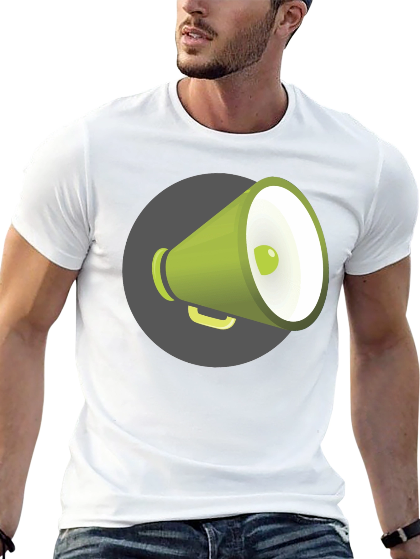 Black Megaphone Graphic Tee - Black Unisex T-Shirt view 13