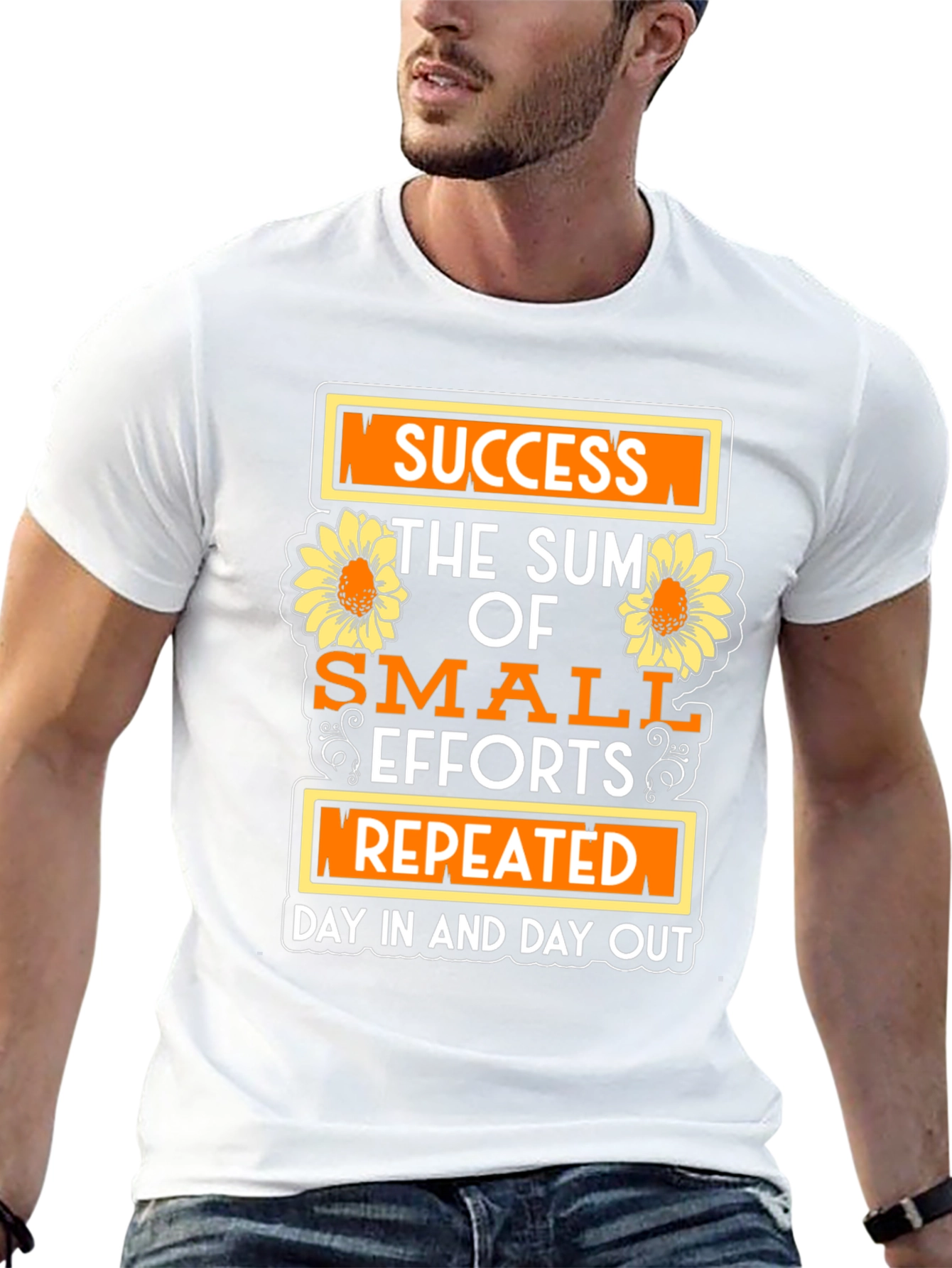Black Success Motivational T-Shirt with Sunflower Design view 13