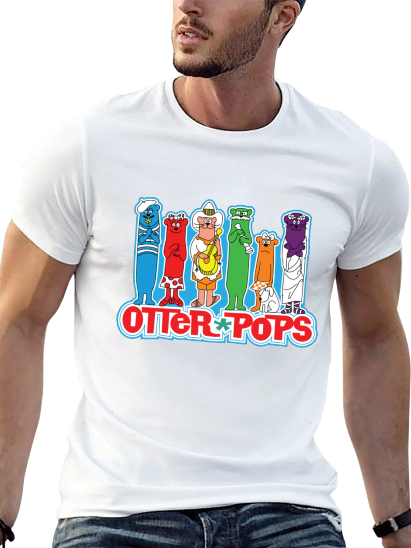 Black Otter Pops Graphic T-Shirt Black Cotton Crew Neck view 13