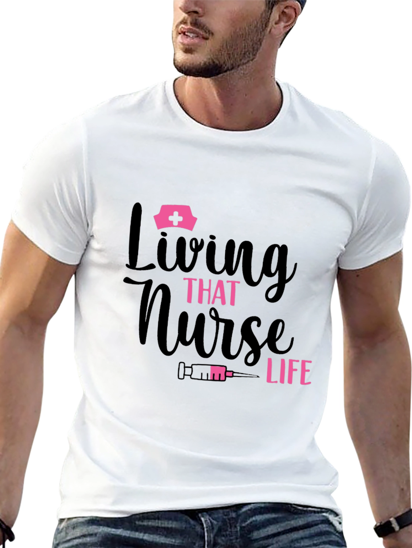 Black Living That Nurse Life Black Graphic T-Shirt view 13