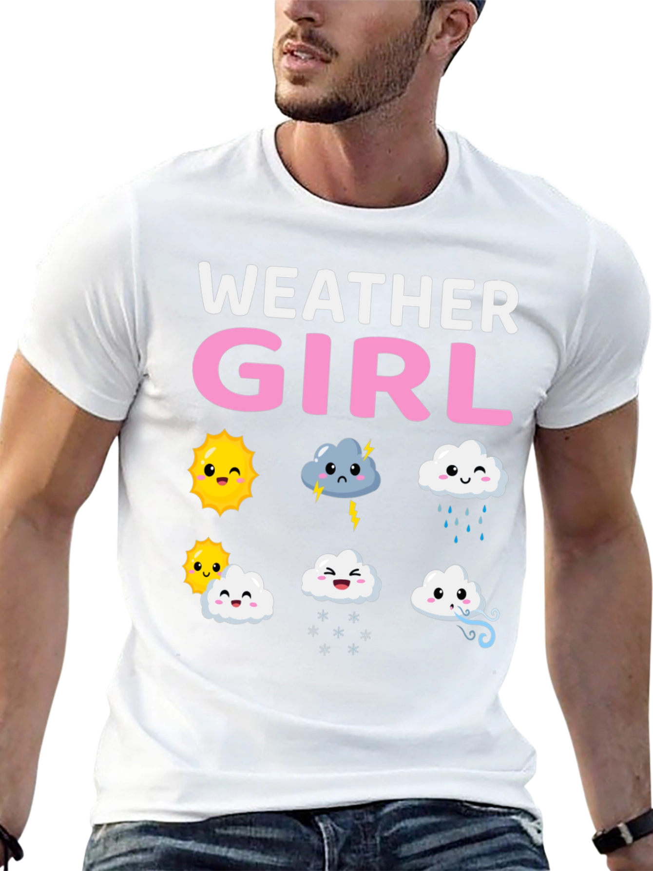 Black Weather Girl T-Shirt Cute Weather Pattern view 13