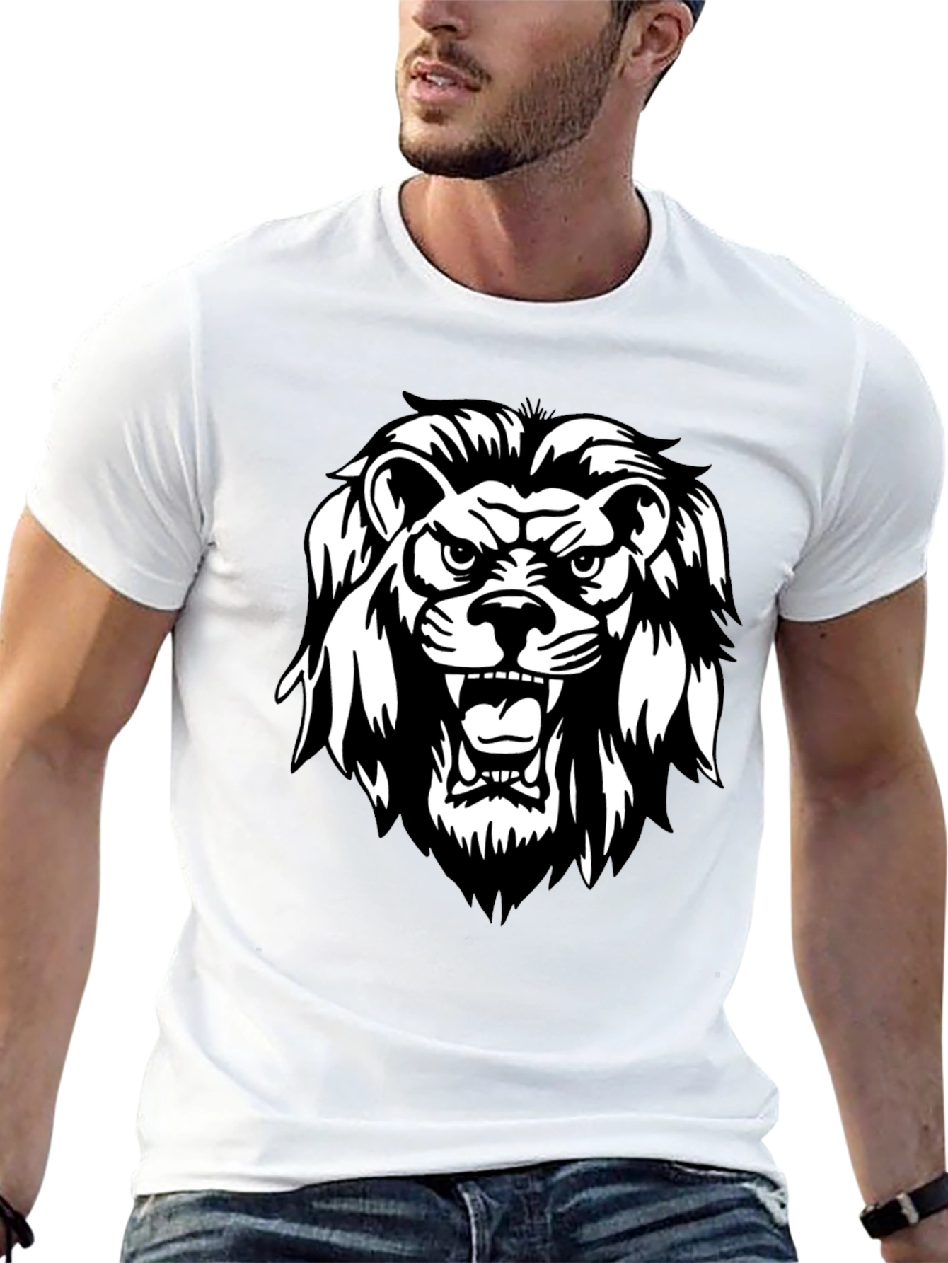 Black Black Lion Graphic Tee - Fierce & Stylish view 13