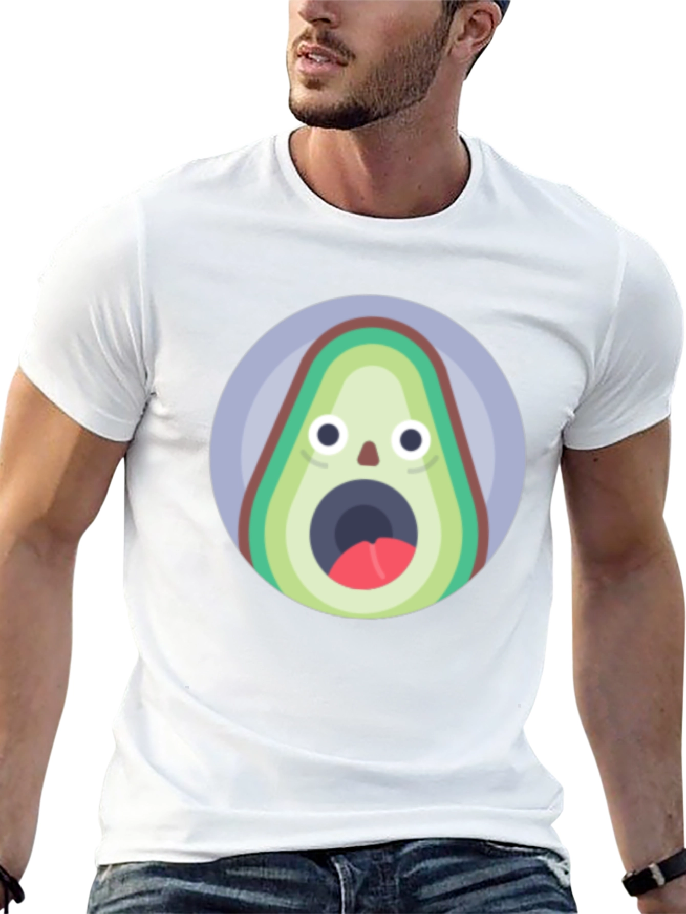 Black Funny Avocado T-Shirt - Shocked Fruit Graphic Tee view 13