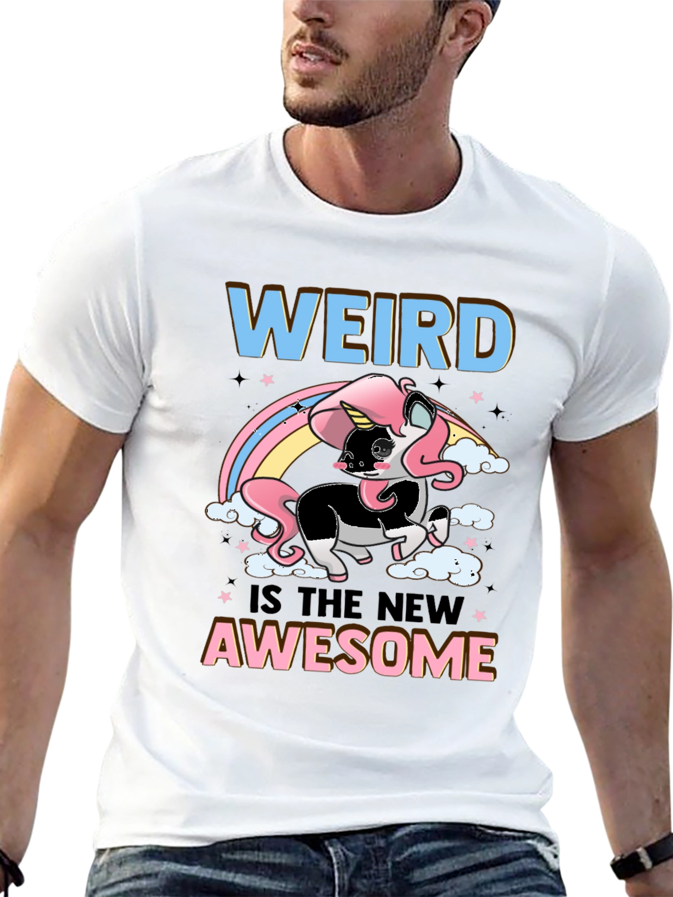 Black Weird is the New Awesome Unicorn Graphic Tee view 13