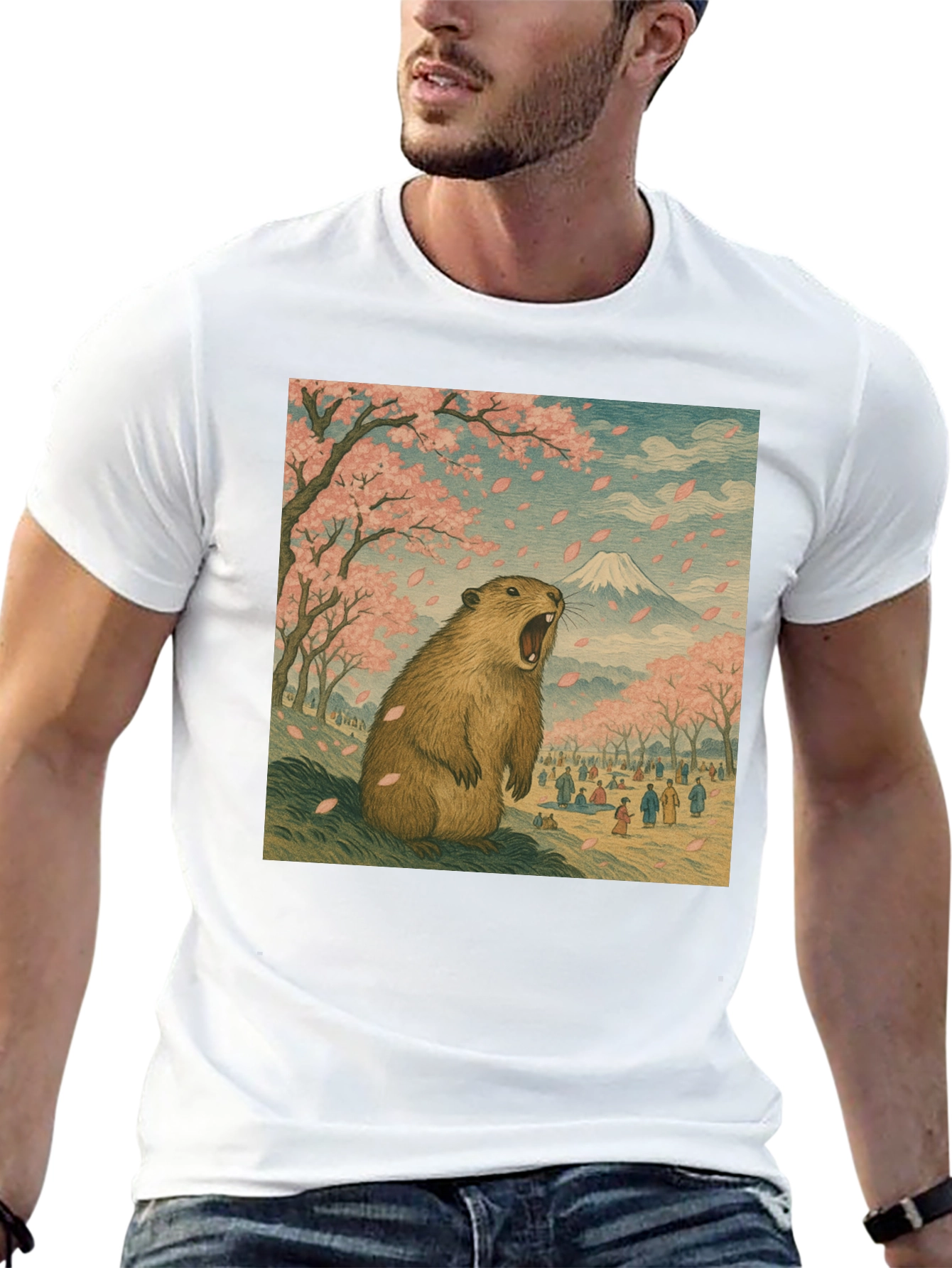 Black Beaver in Blossom T-Shirt view 13