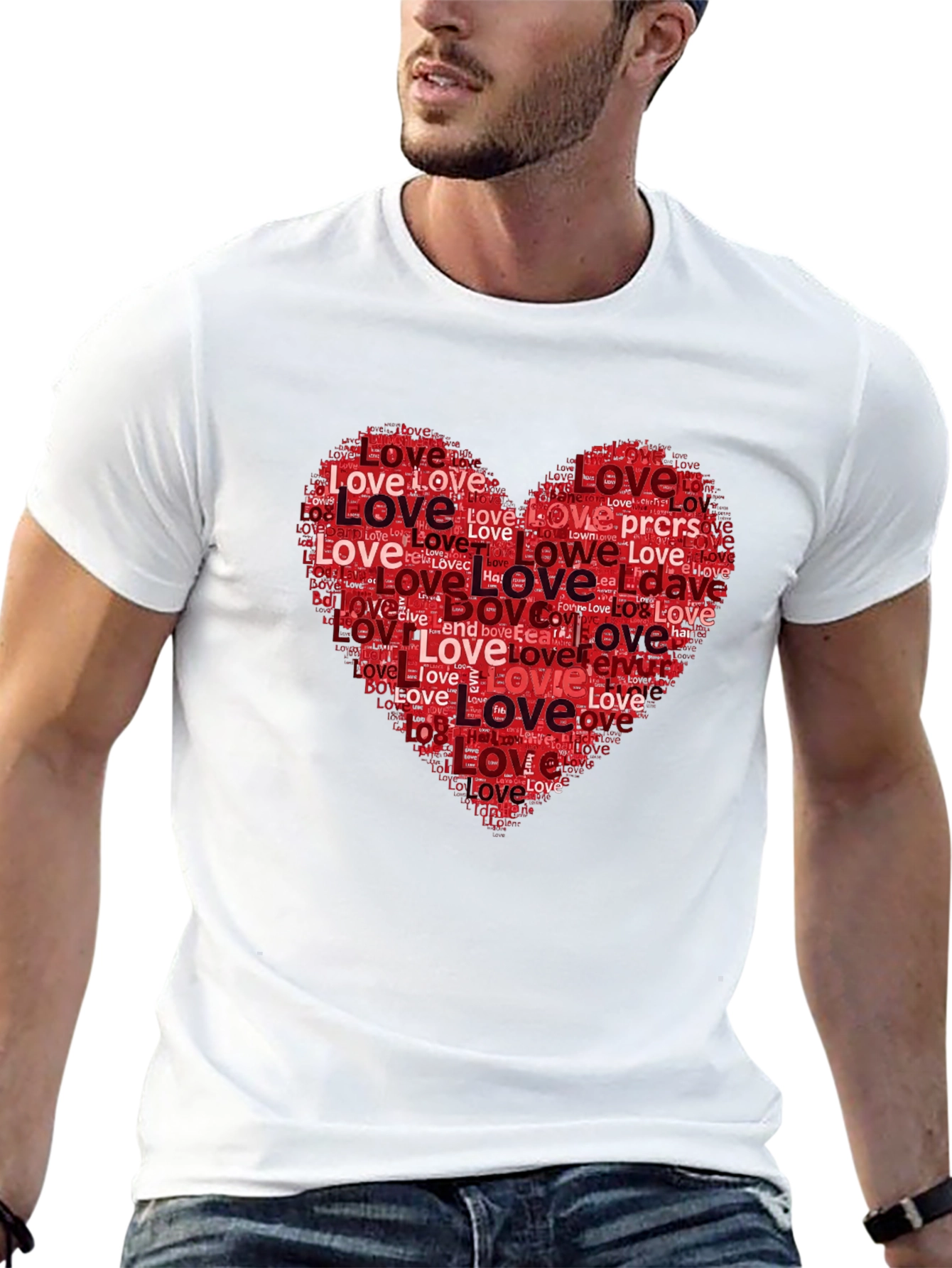 Black Love Heart Word Art Graphic Tee view 13