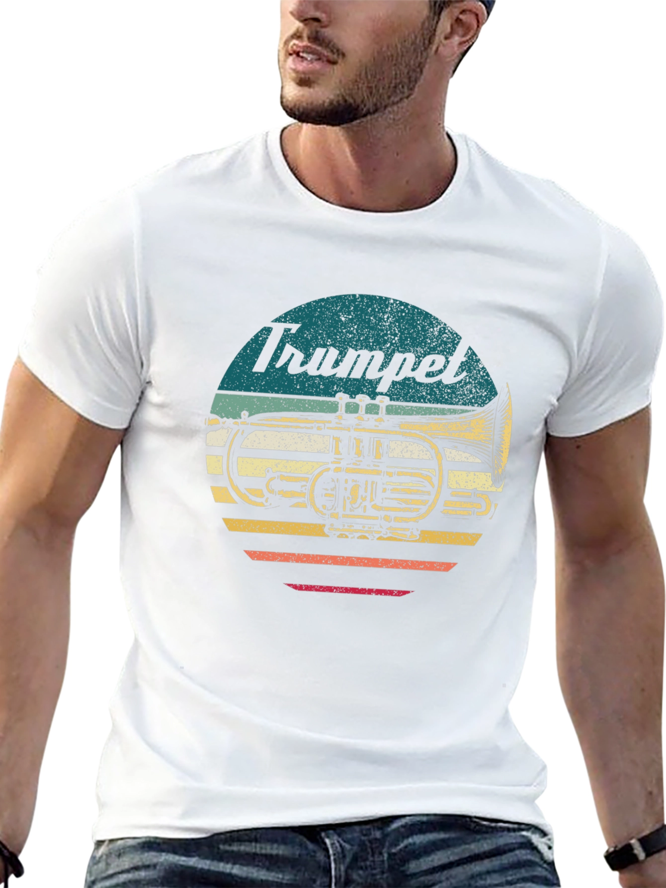 Black Vintage Trumpet Graphic T-Shirt - Retro Style view 13