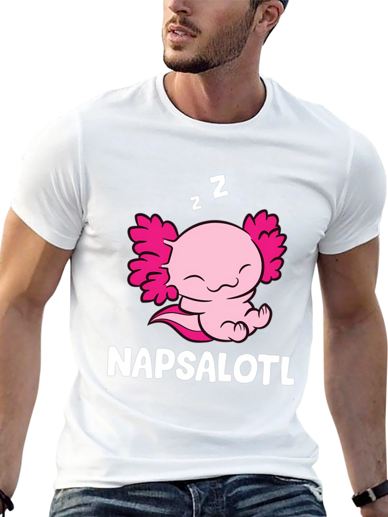 Black Napsalotl Axolotl Cute Sleeping T-Shirt view 13