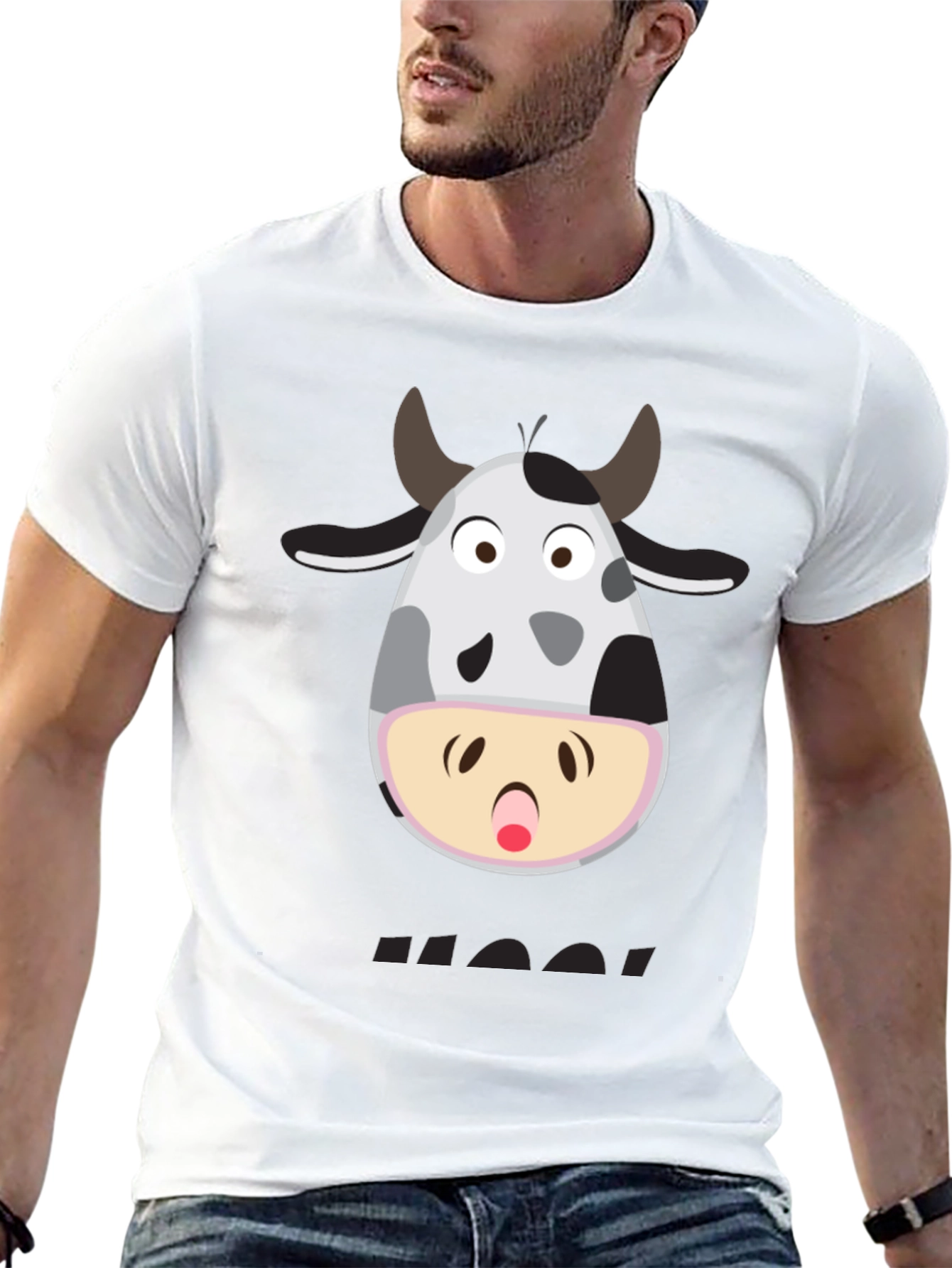 Black Funny Cow Moo! T-Shirt - Black Graphic Tee view 13
