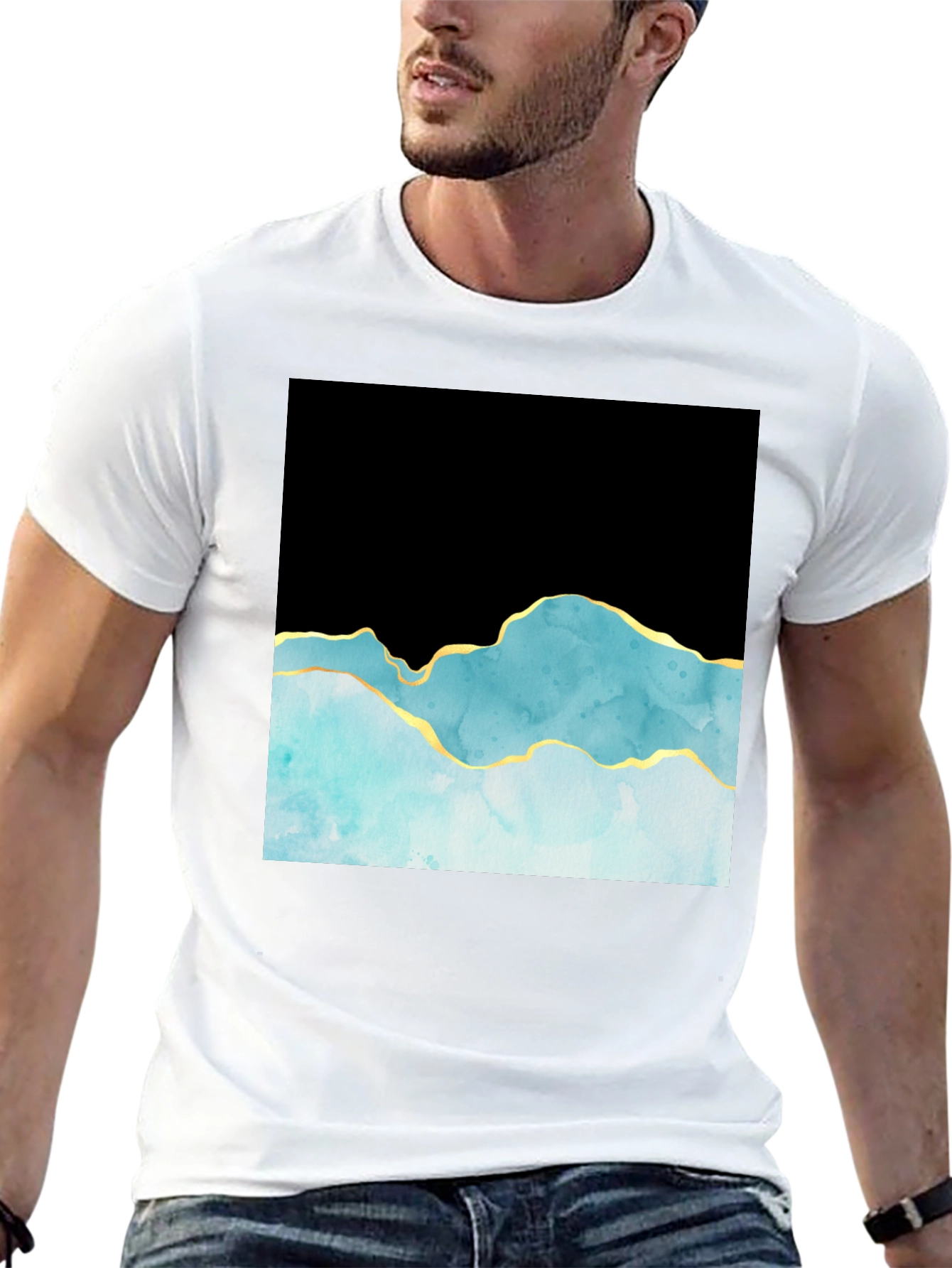 Black Abstract Mountain T-Shirt - Black view 13