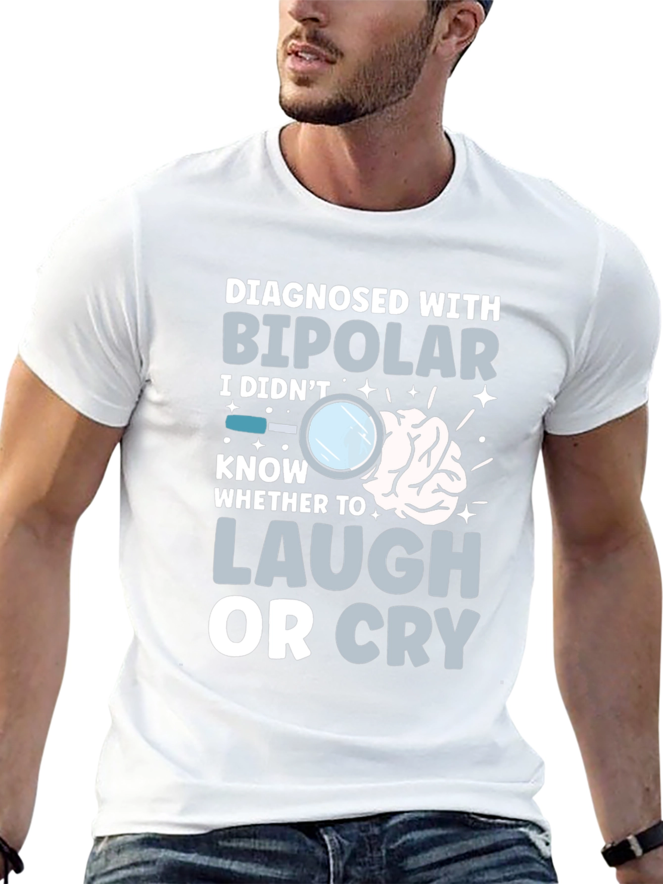 Black Bipolar Humor T-Shirt - Laugh or Cry Tee view 13