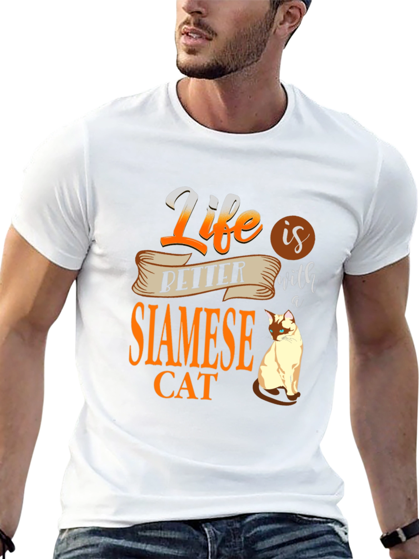 Black Life Is Better With A Siamese Cat T-Shirt view 13