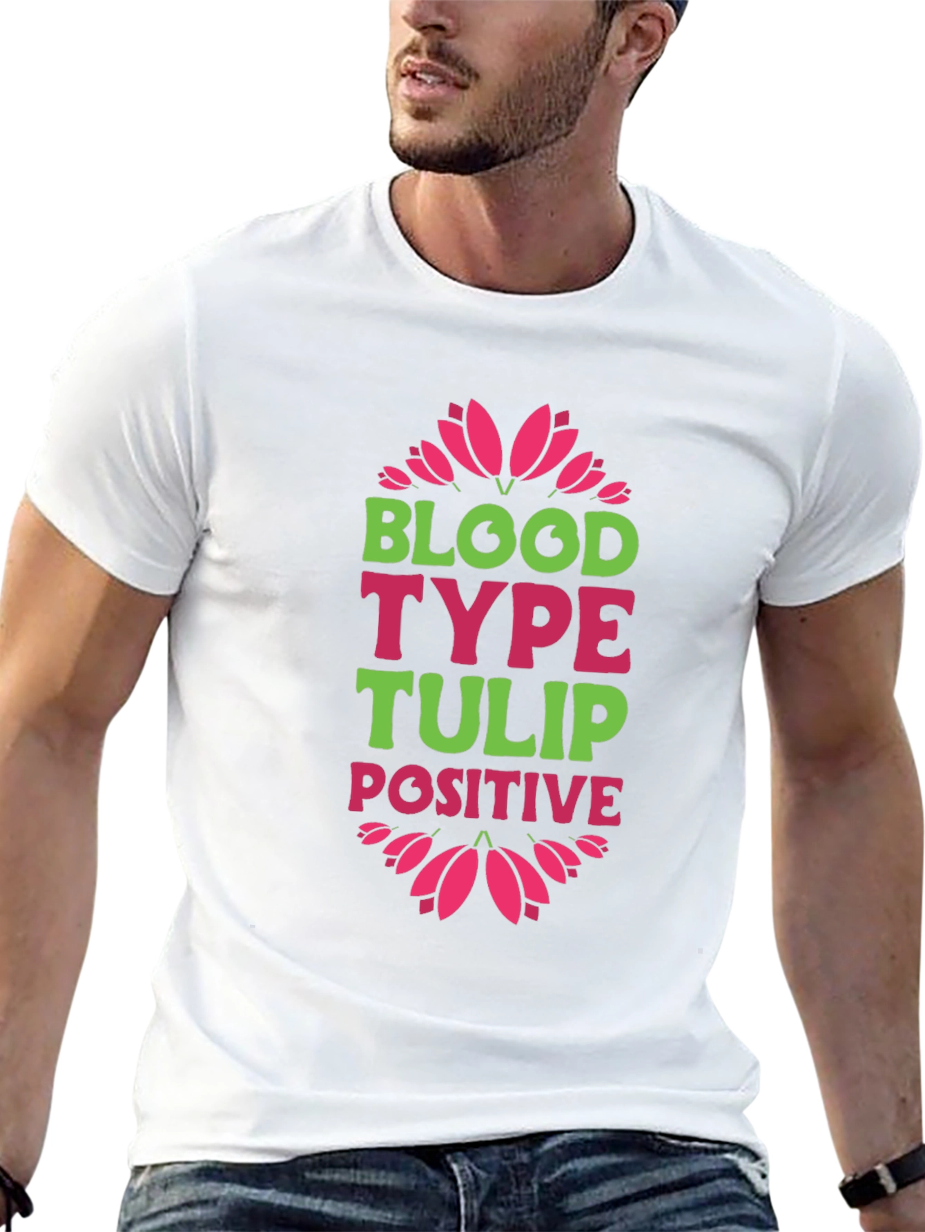 Black Blood Type Tulip Positive Graphic T-Shirt view 13