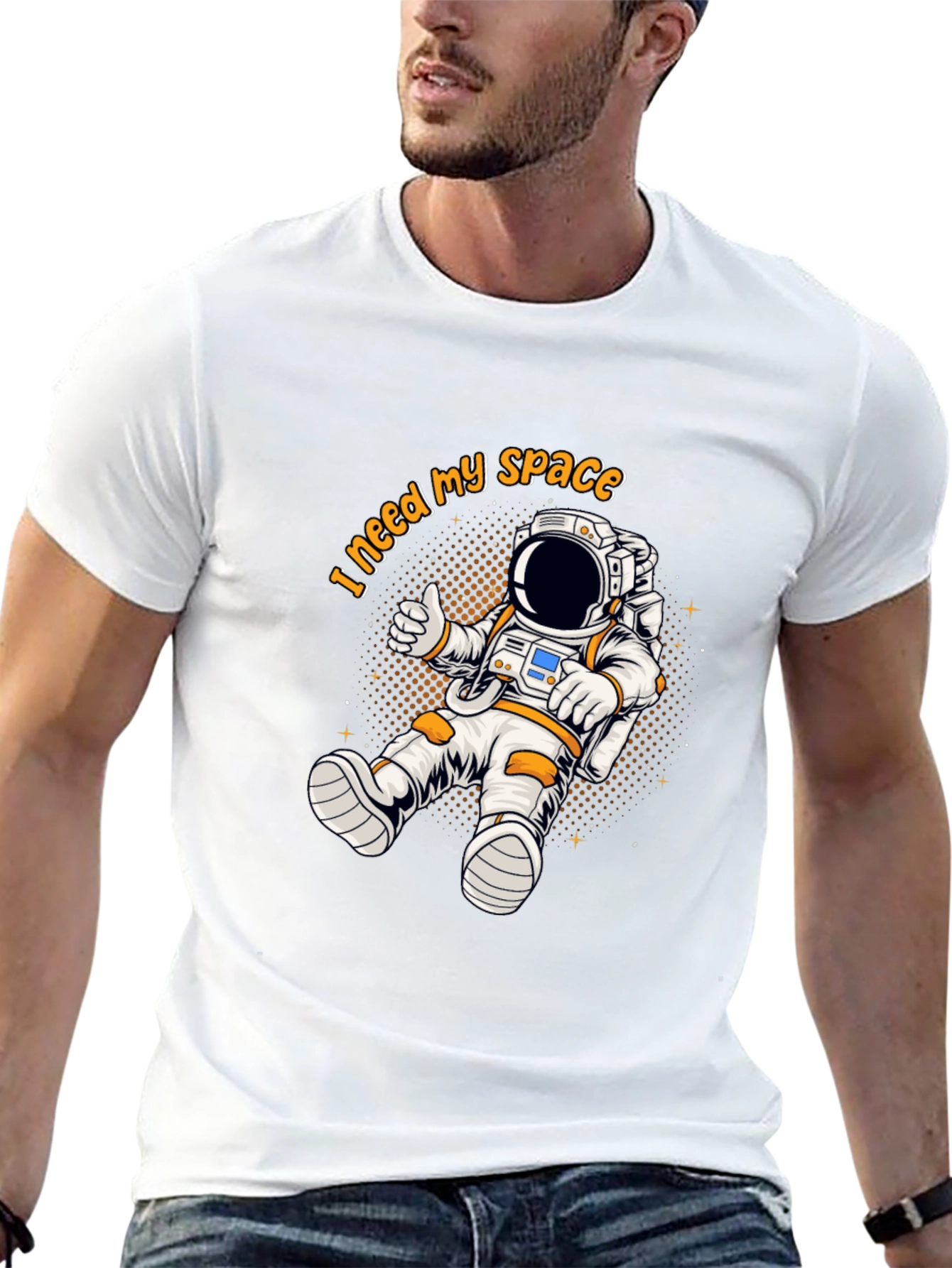 Black I Need My Space Astronaut Graphic T-Shirt view 13