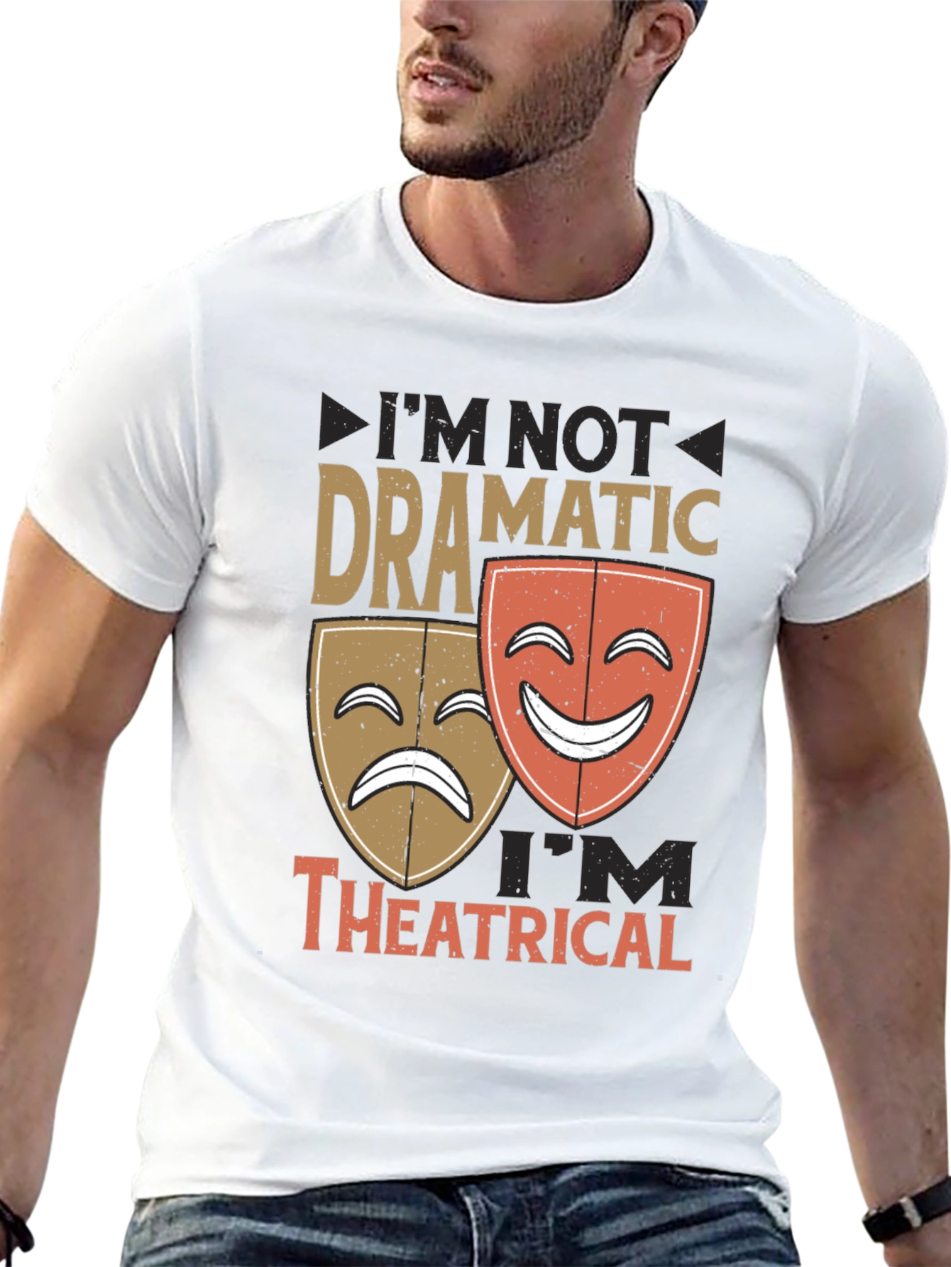 Black Dramatic vs. Theatrical Graphic T-Shirt view 13