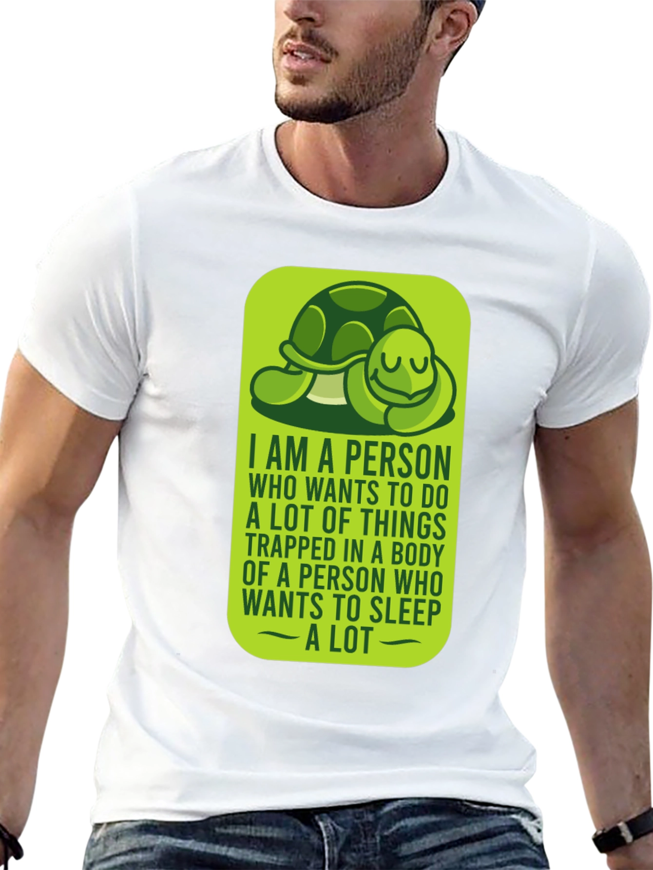 Black Funny Turtle Sleeper T-Shirt - Sleepy Person Gift view 13