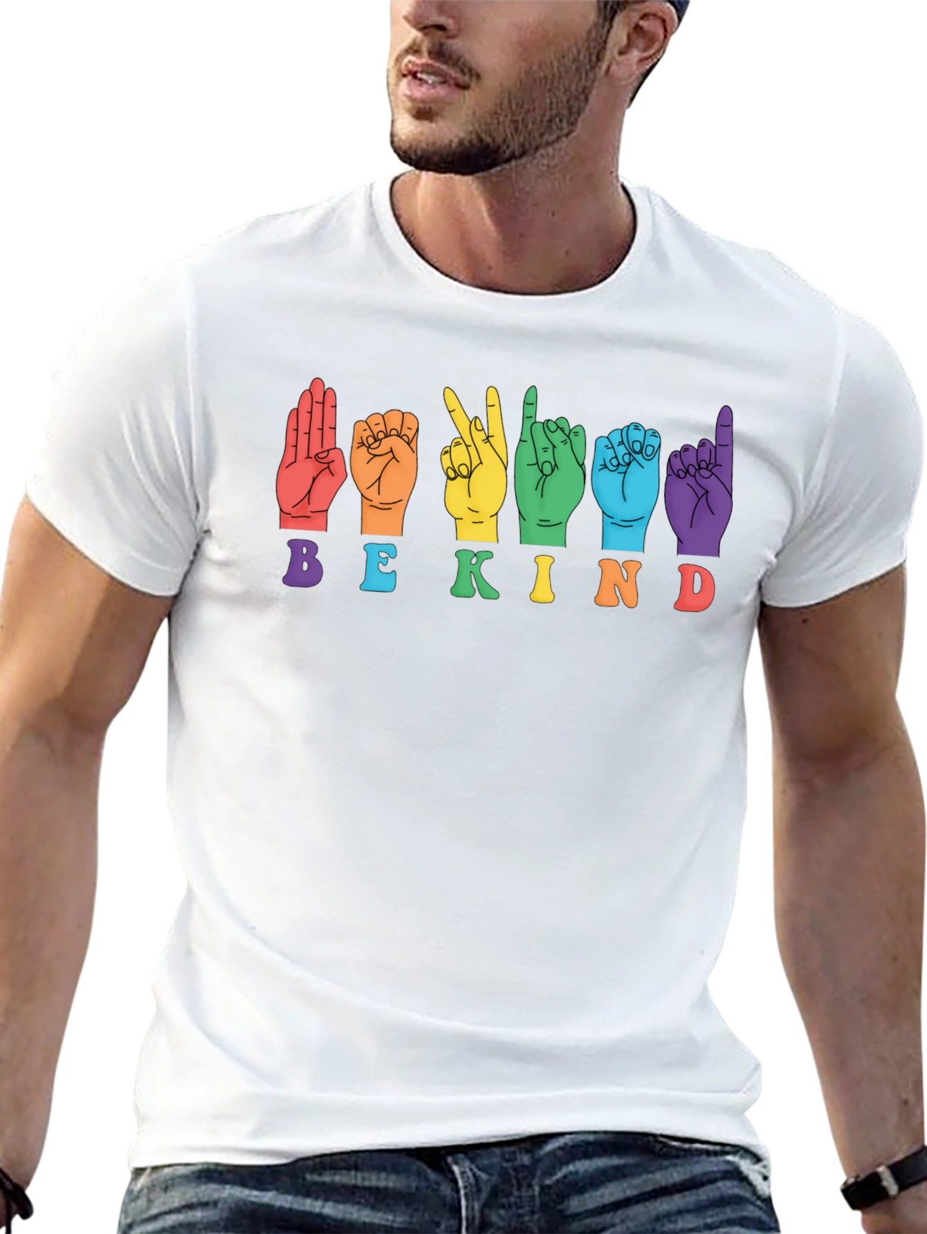 Black Be Kind Sign Language Graphic T-Shirt view 13