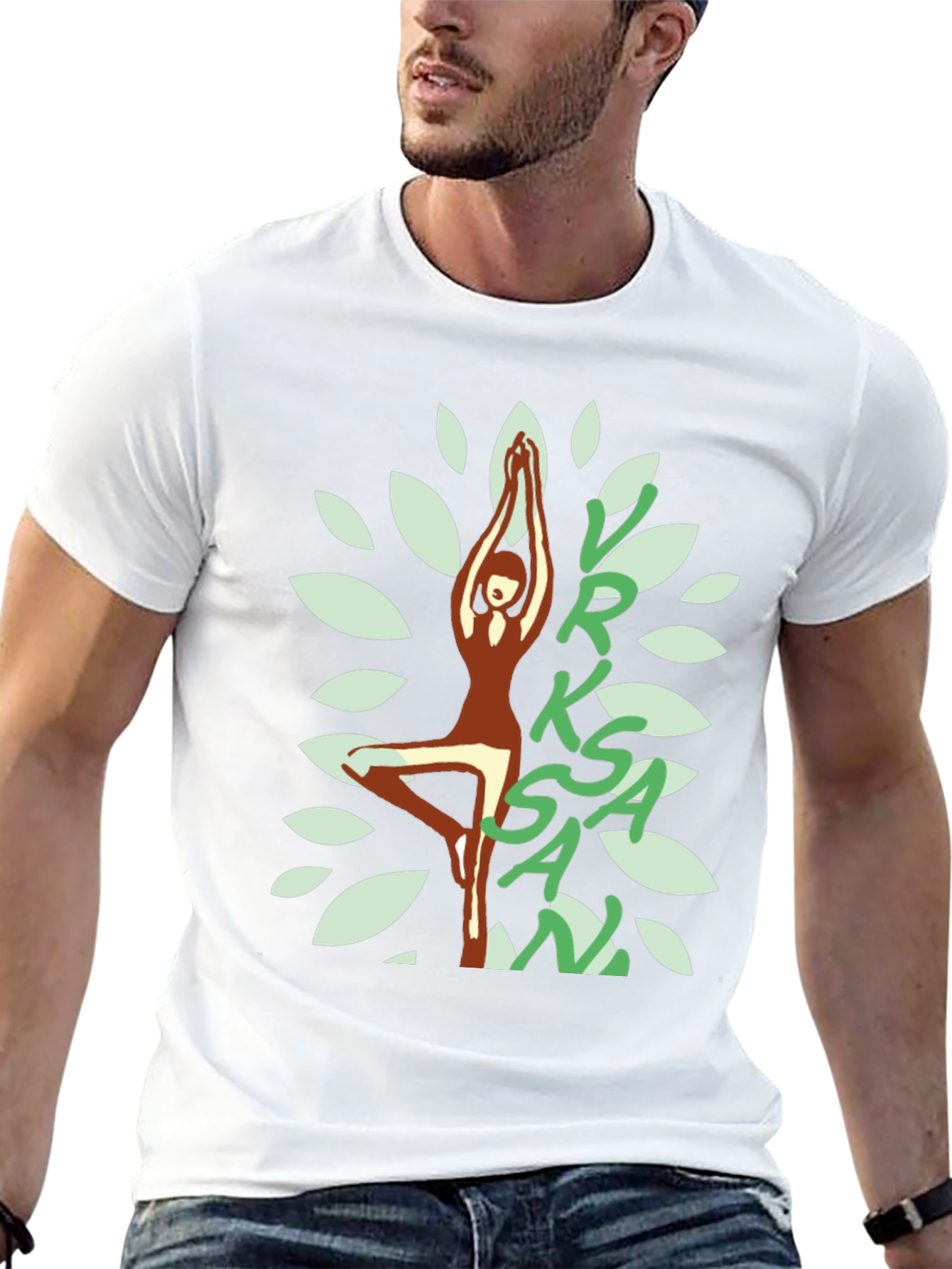 Black Vrksasana Tree Yoga Pose Black T-Shirt view 13