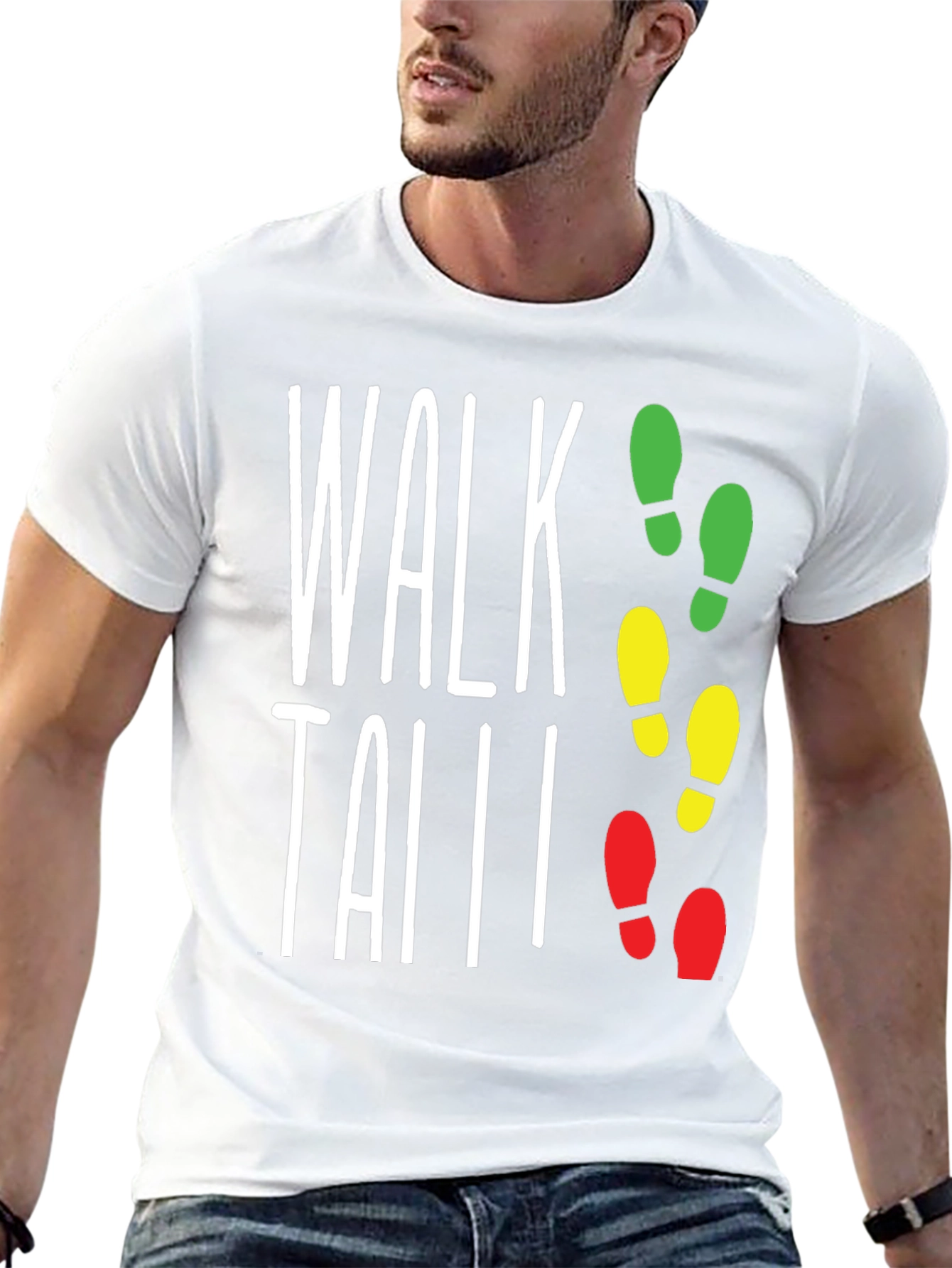Black Walk Tall Traffic Light Footprint T-Shirt view 13