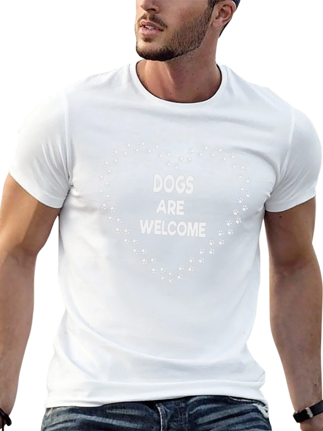 Dogs Welcome Heart Paw Print Tee - 13