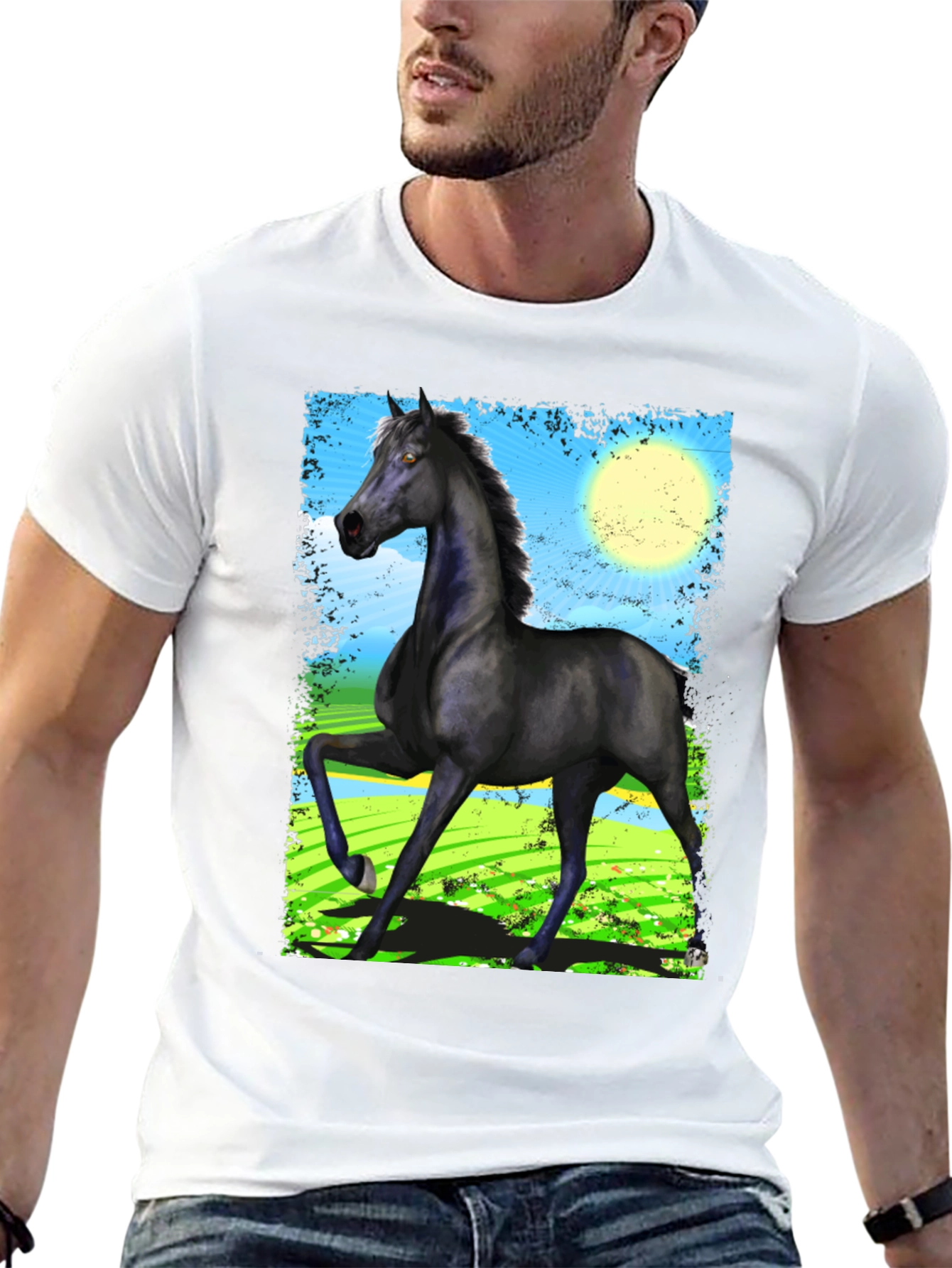 Black Black Horse Graphic Tee - Men's Fashion view 13