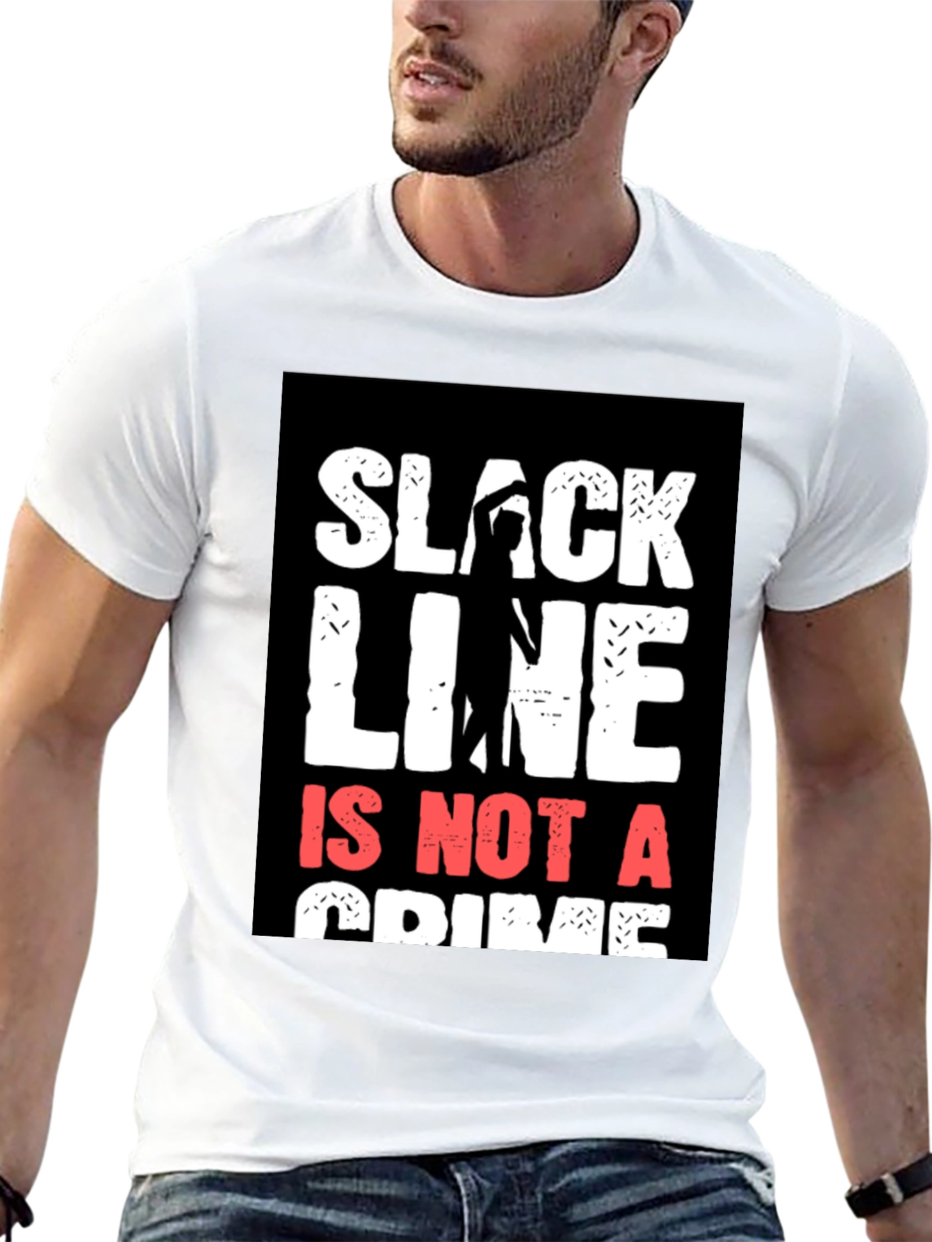 Black Slackline Is Not A Crime T-Shirt view 13