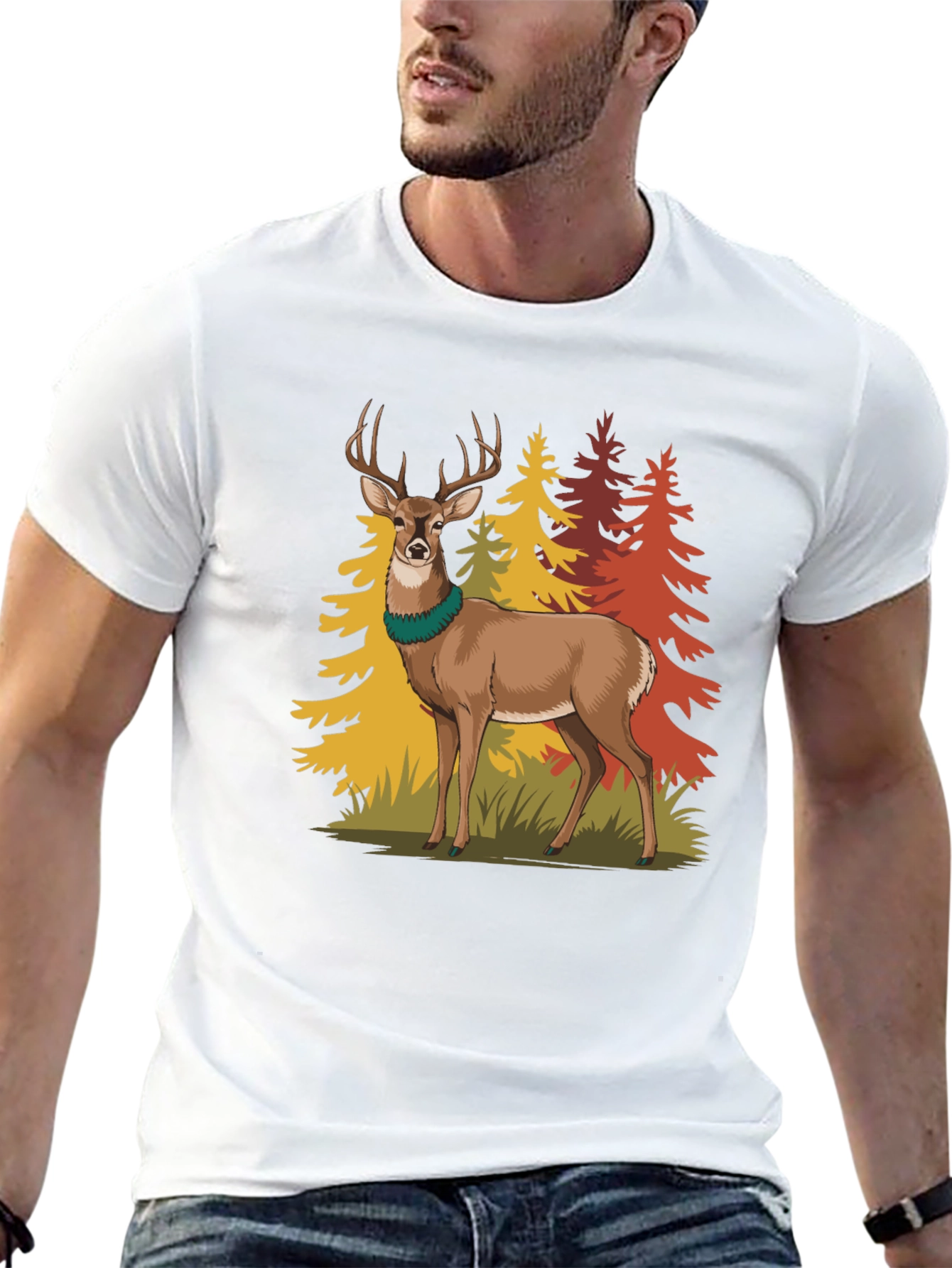 Black Deer Forest Graphic Tee - Nature Lover's T-Shirt view 13