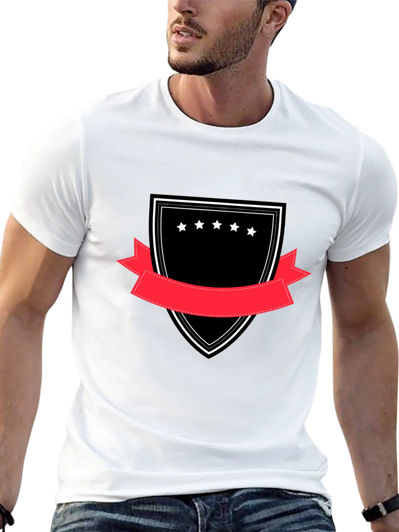 Black Embroidered Crest Graphic Tee - Black view 13