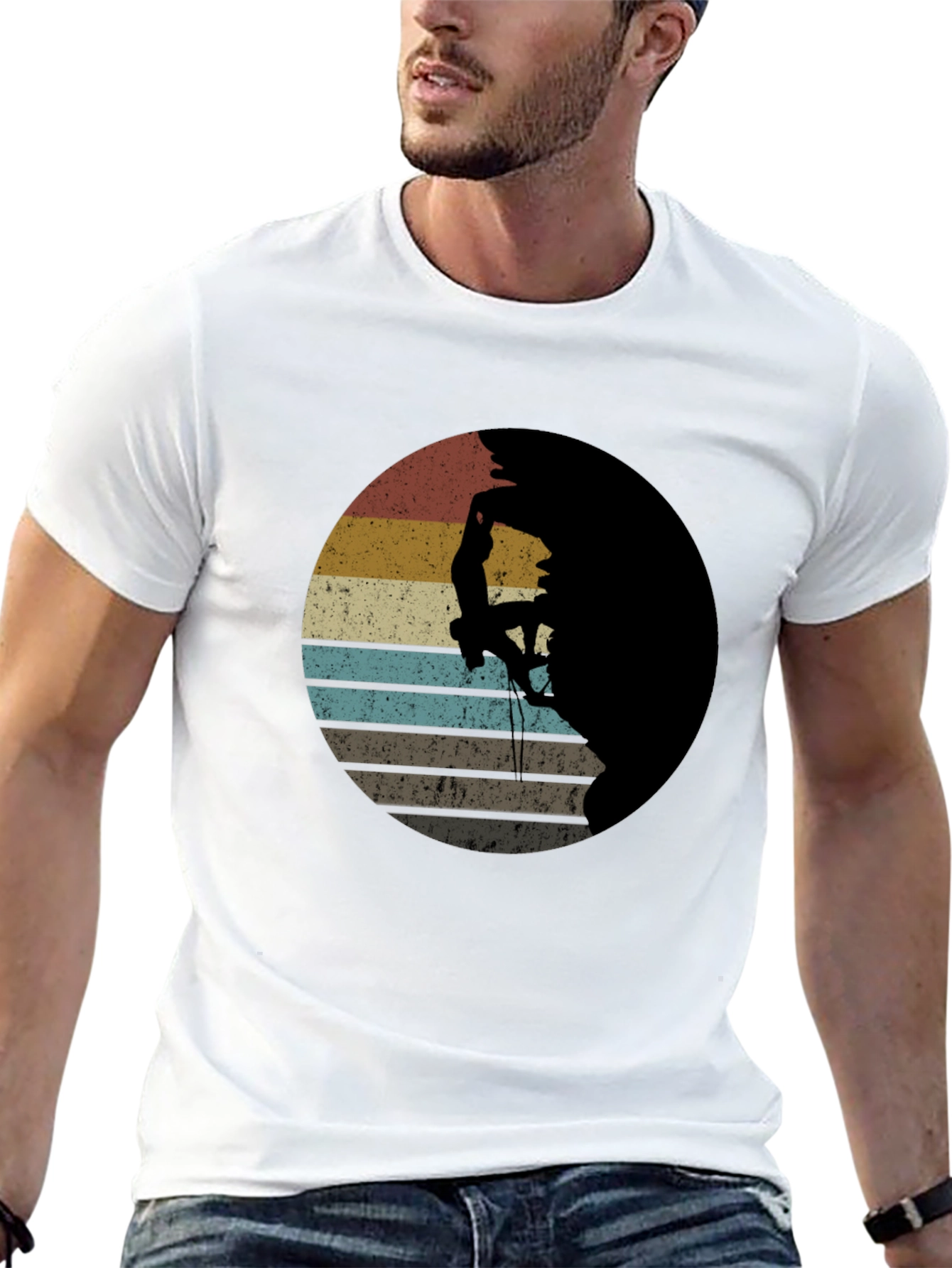 Black Retro Rock Climbing T-Shirt - Vintage Style Tee view 13