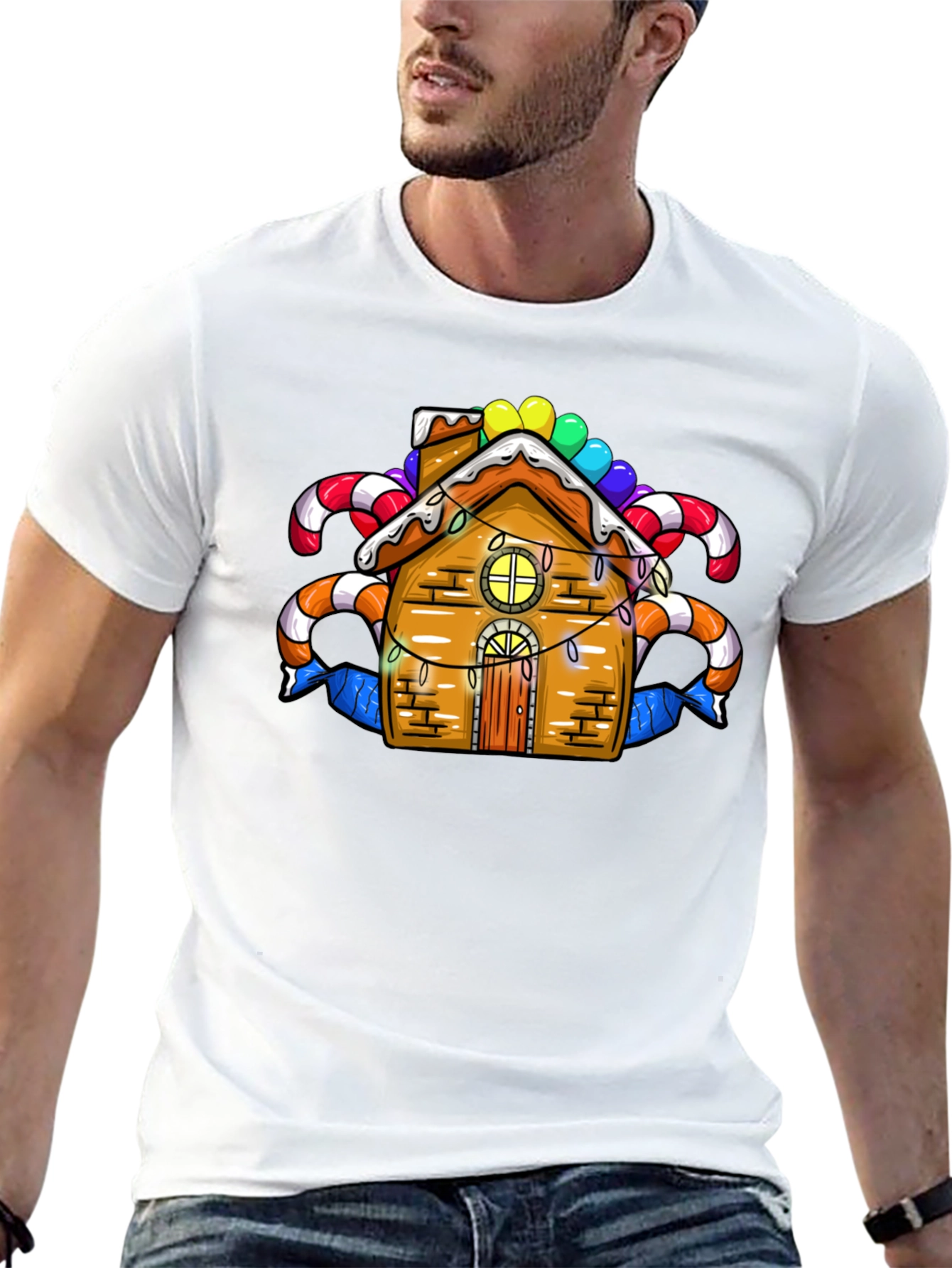 Black Festive Gingerbread House Graphic Tee view 13
