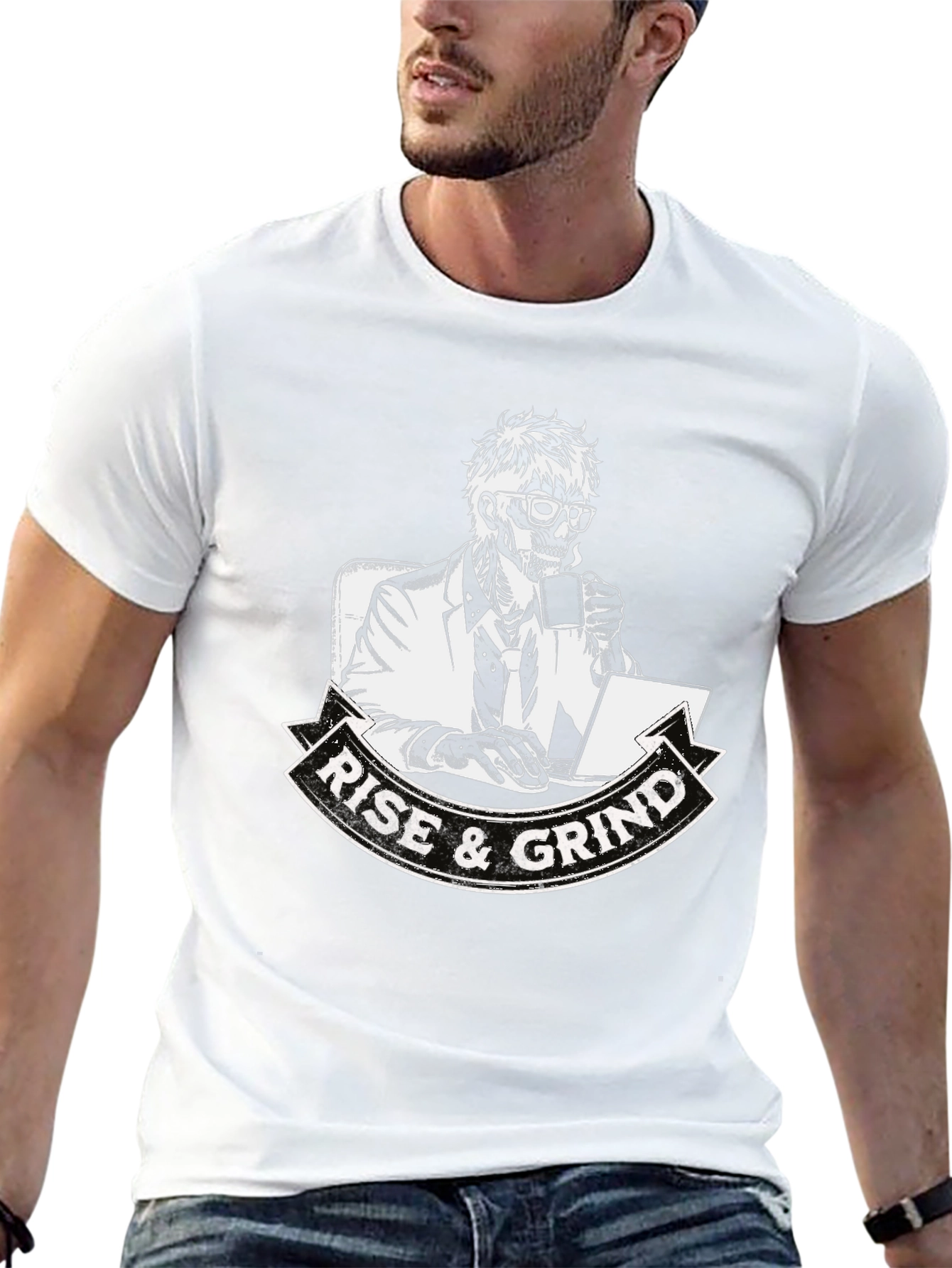 Black Rise and Grind Skeleton Graphic T-Shirt view 13