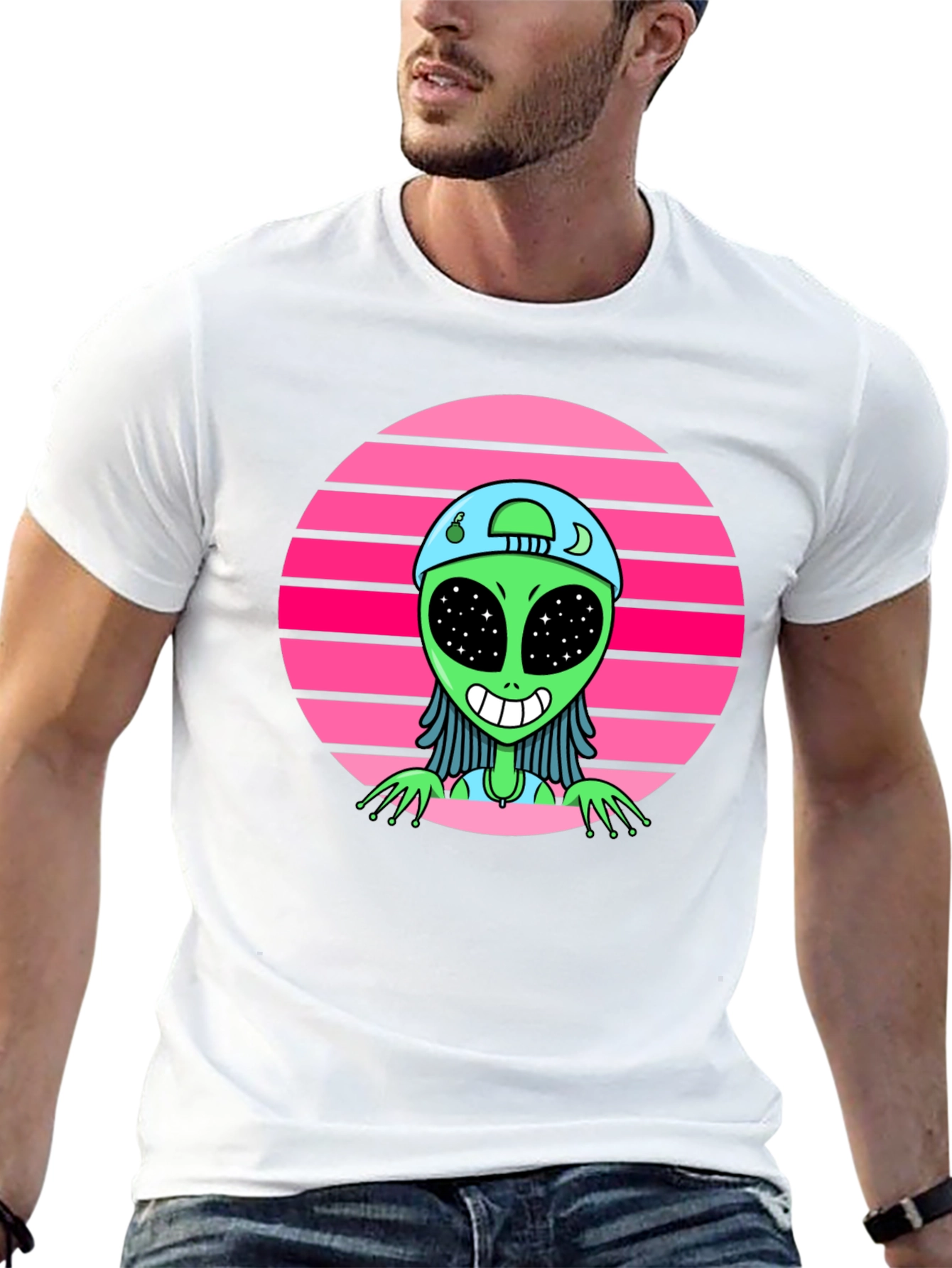 Black Retro Alien Graphic Tee view 13