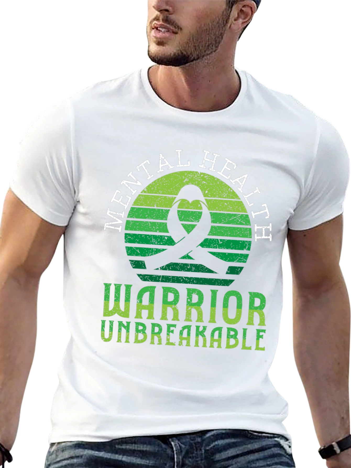 Black Mental Health Warrior T-Shirt Unbreakable Ribbon view 13