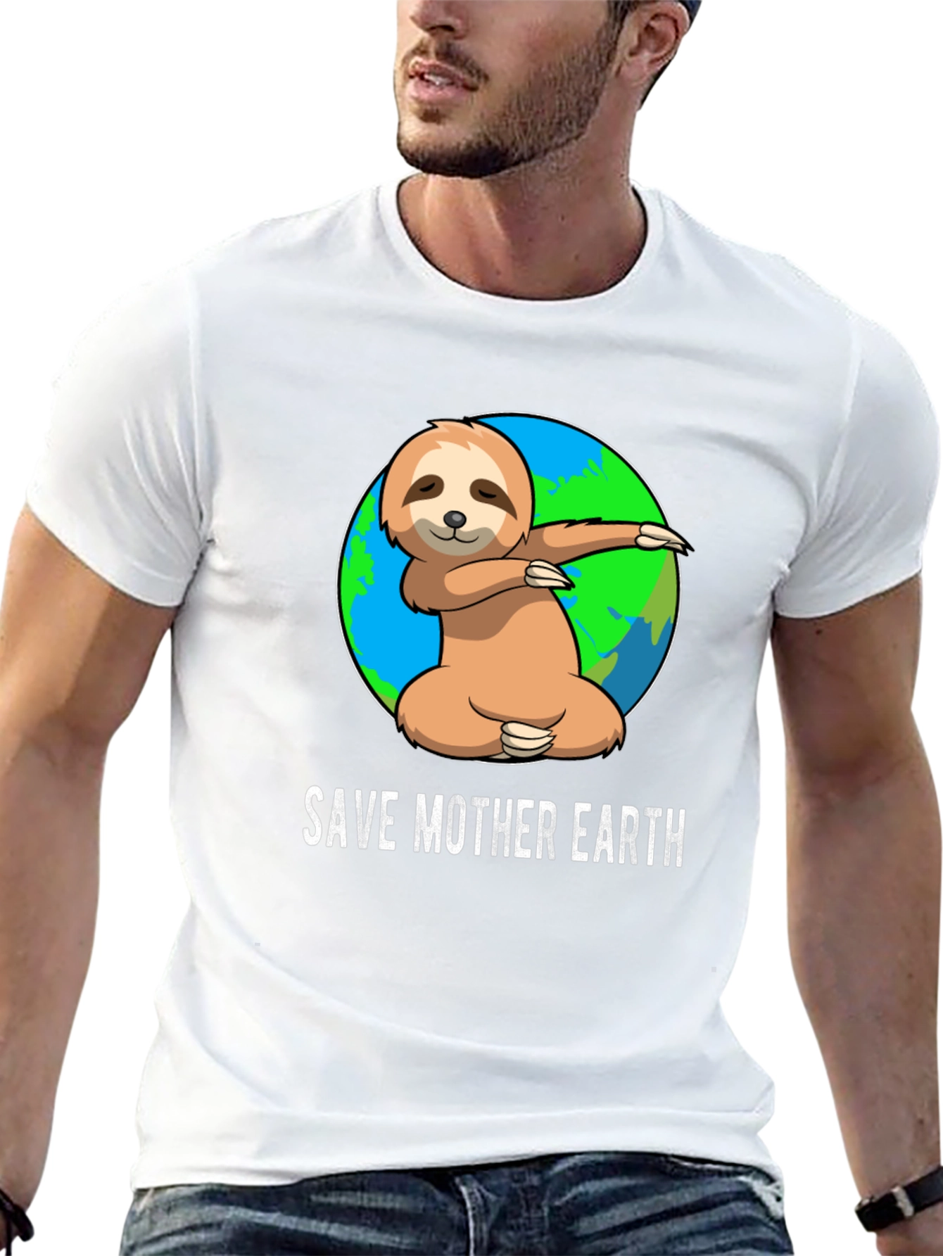 Black Save Mother Earth Sloth T-Shirt view 13