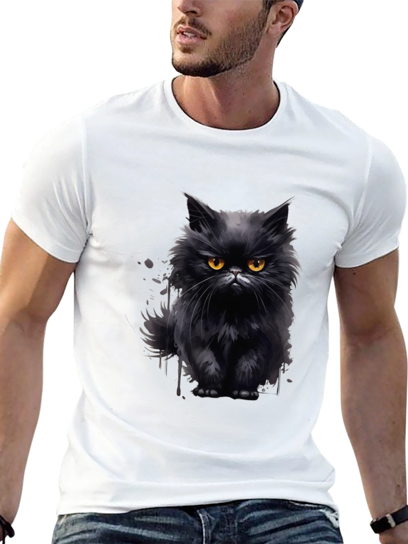 Black Black Cat Graphic T-Shirt - Men's Fashion view 13