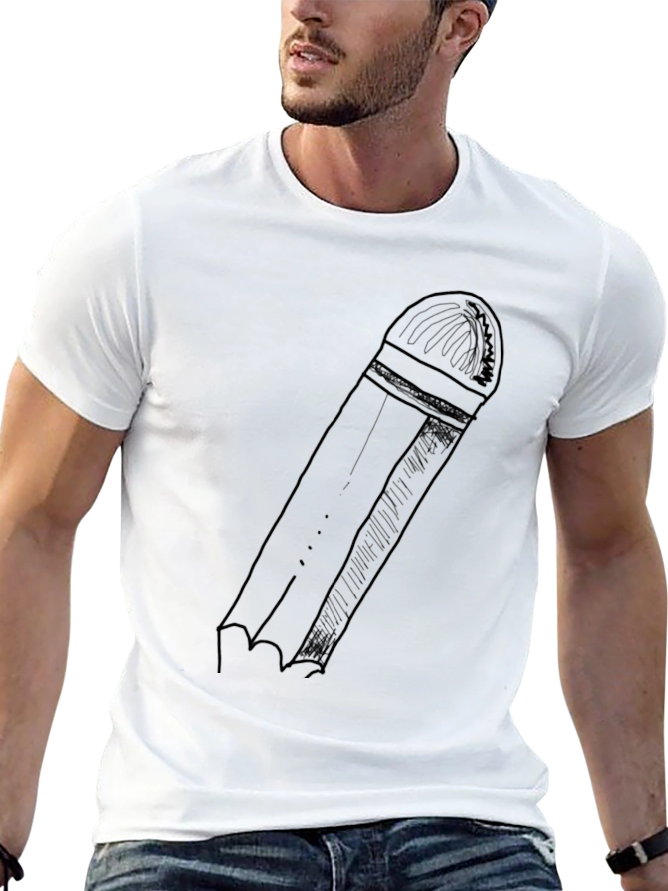 Black Pencil Graphic Black T-Shirt - Casual Style view 13