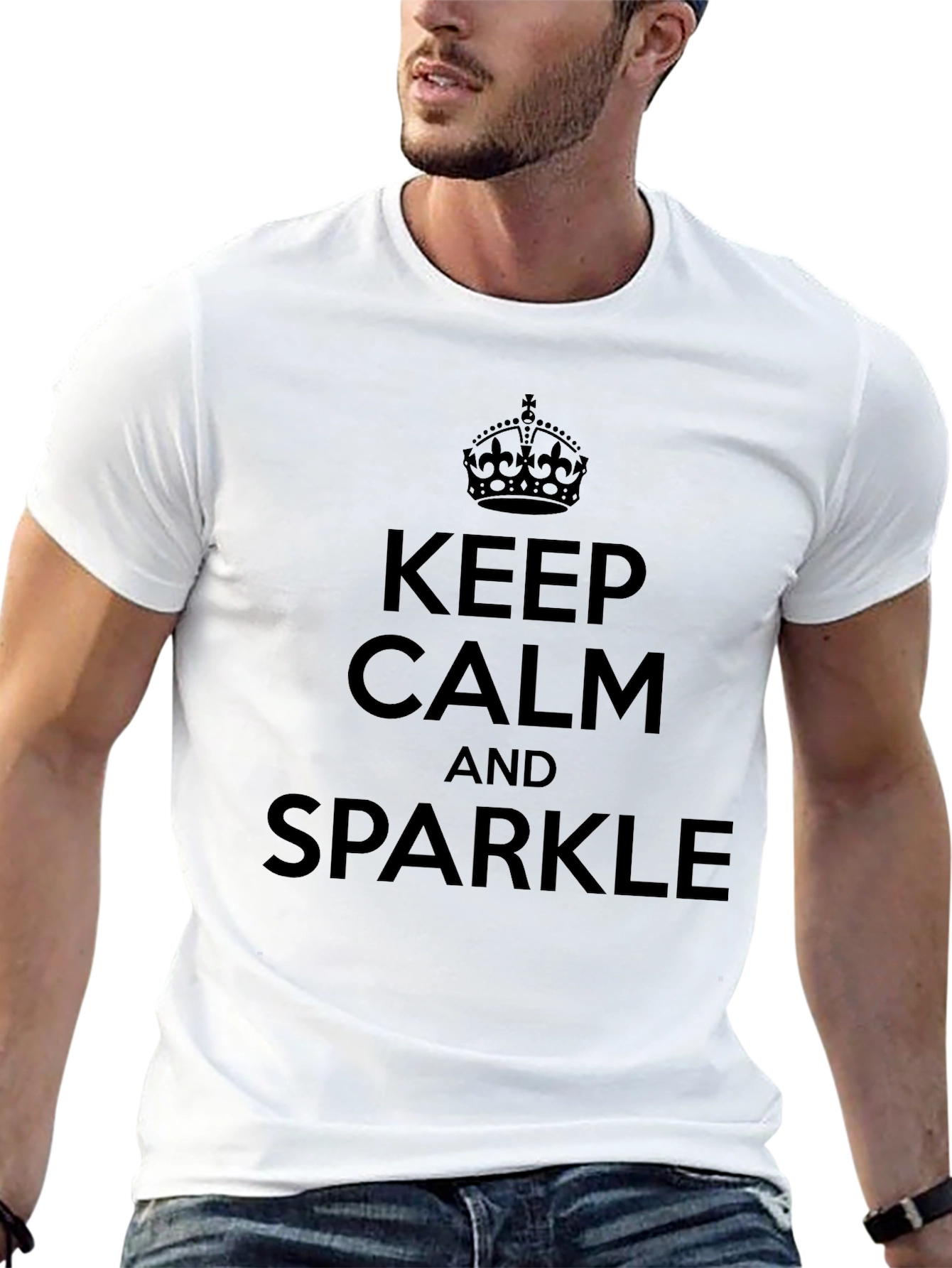 Black Keep Calm and Sparkle Graphic Tee - Black view 13