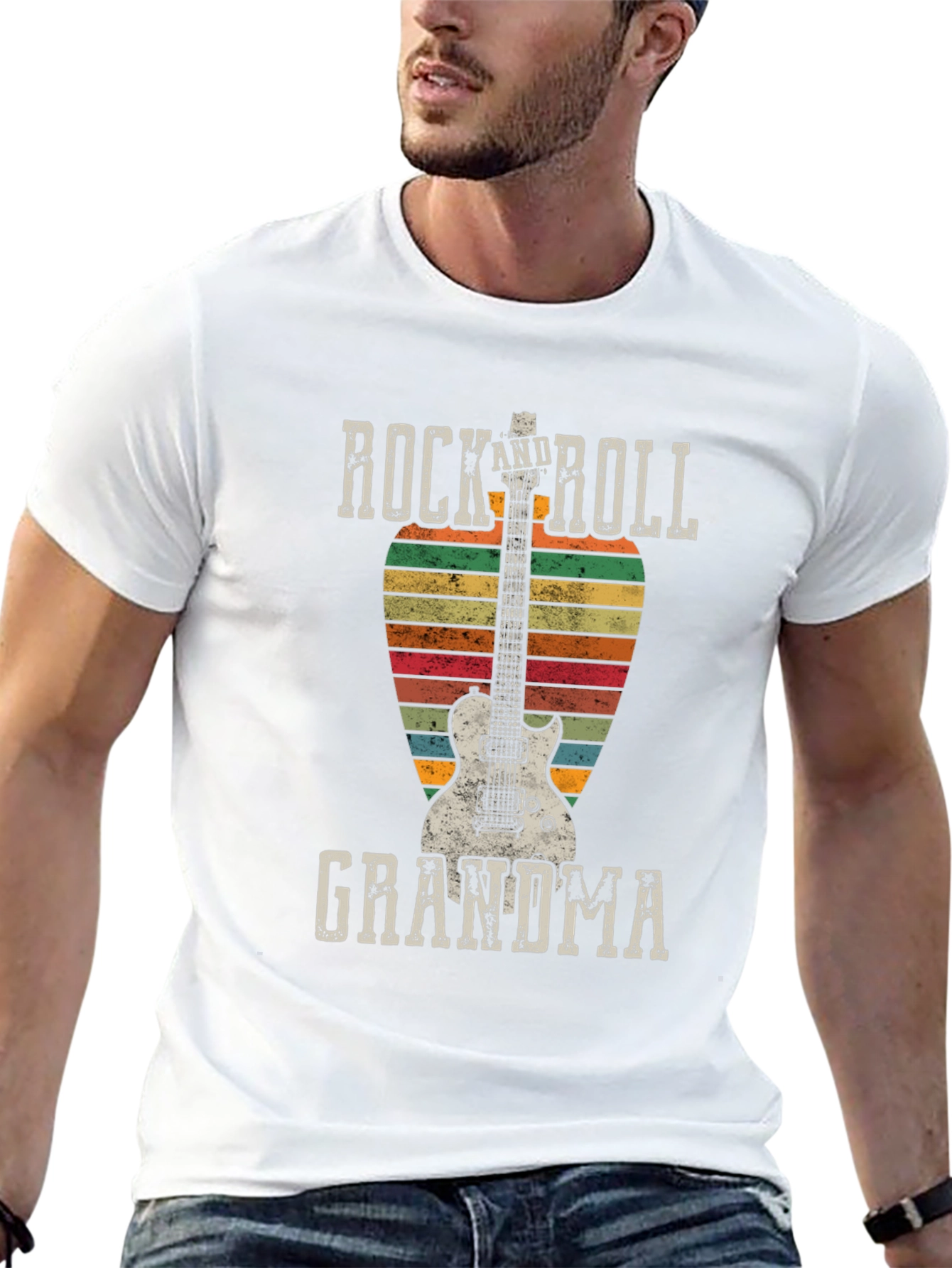 Black Rock and Roll Grandma Guitar T-Shirt - Vintage Style view 13