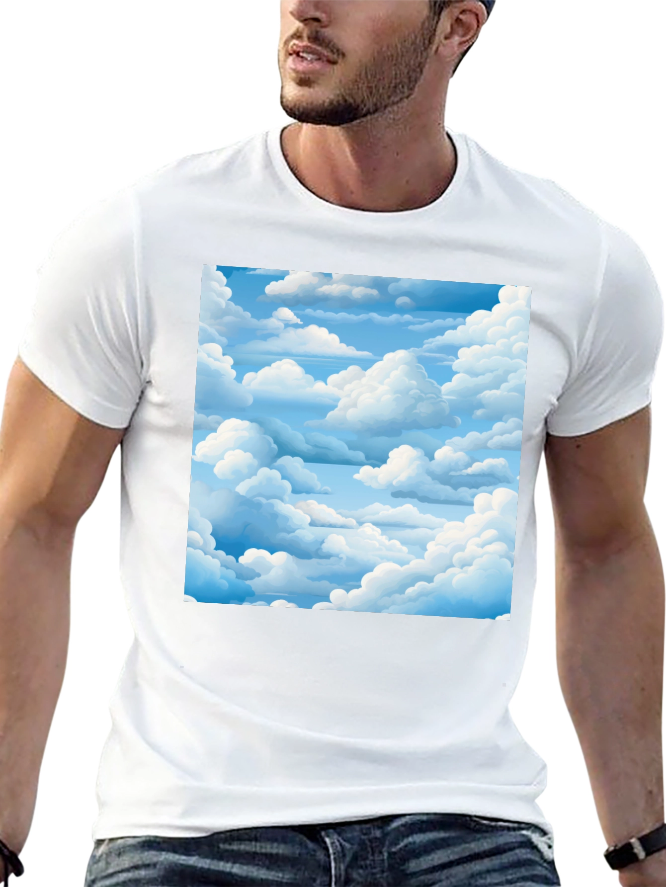 Black Sky Dream Black Tee - Cloudscape Graphic view 13