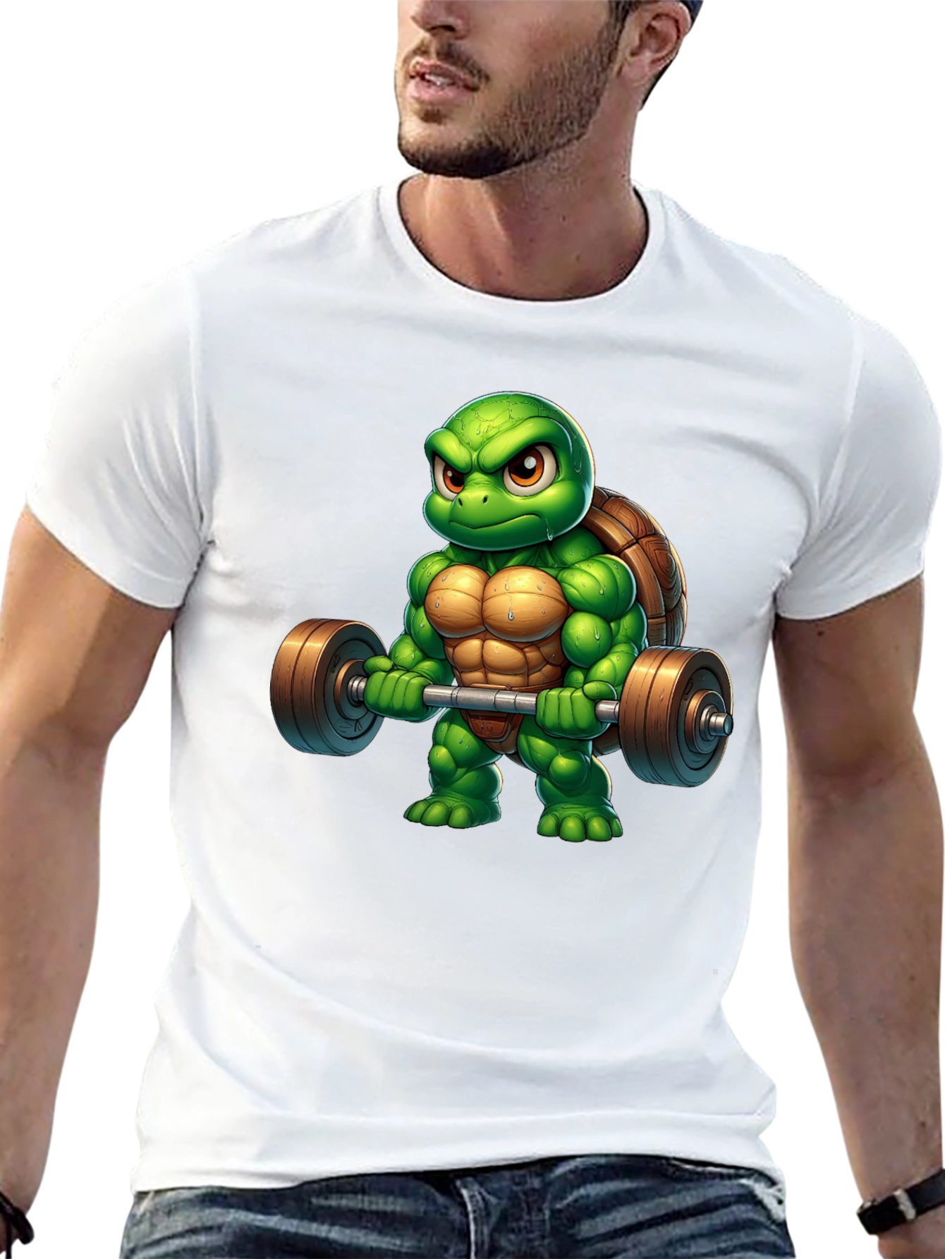 Black Turtle Powerlifter Black T-Shirt view 13
