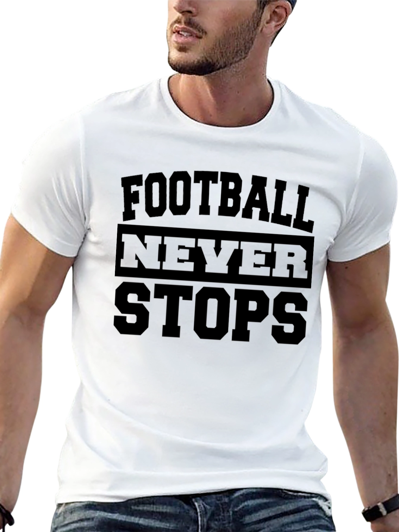 Black Football Never Stops Graphic T-Shirt view 13
