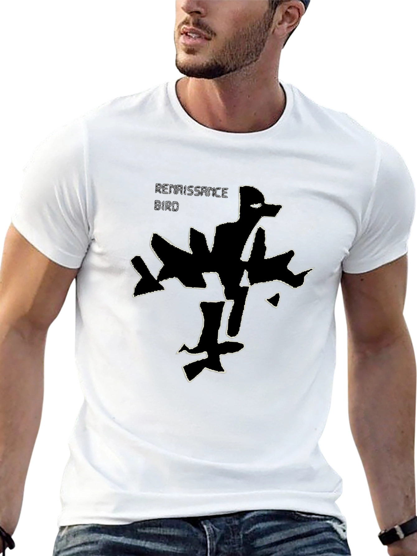 Black Renaissance Bird Graphic Tee - Black Cotton T-Shirt view 13