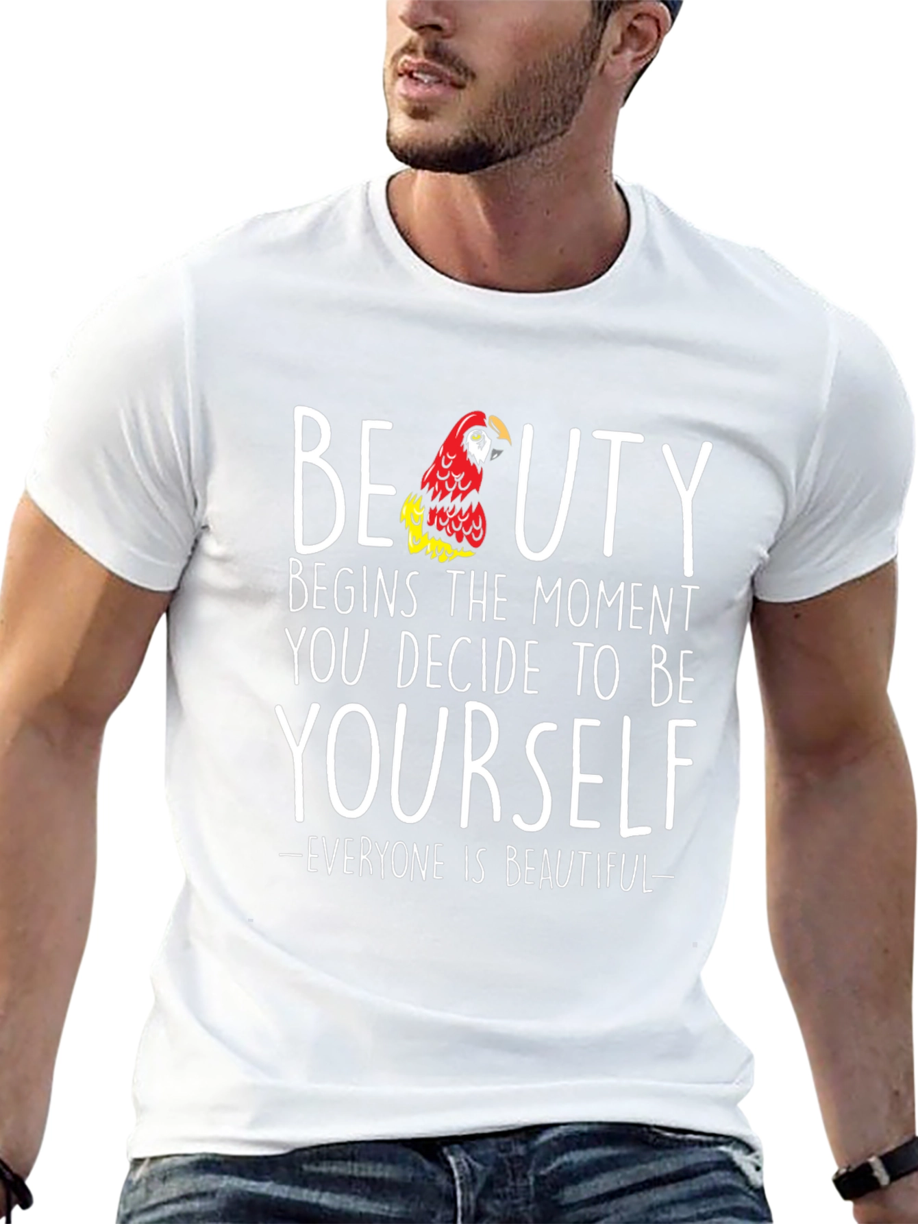 Black Beauty Yourself Parrot Graphic Tee - Unisex Cotton T-Shirt view 13