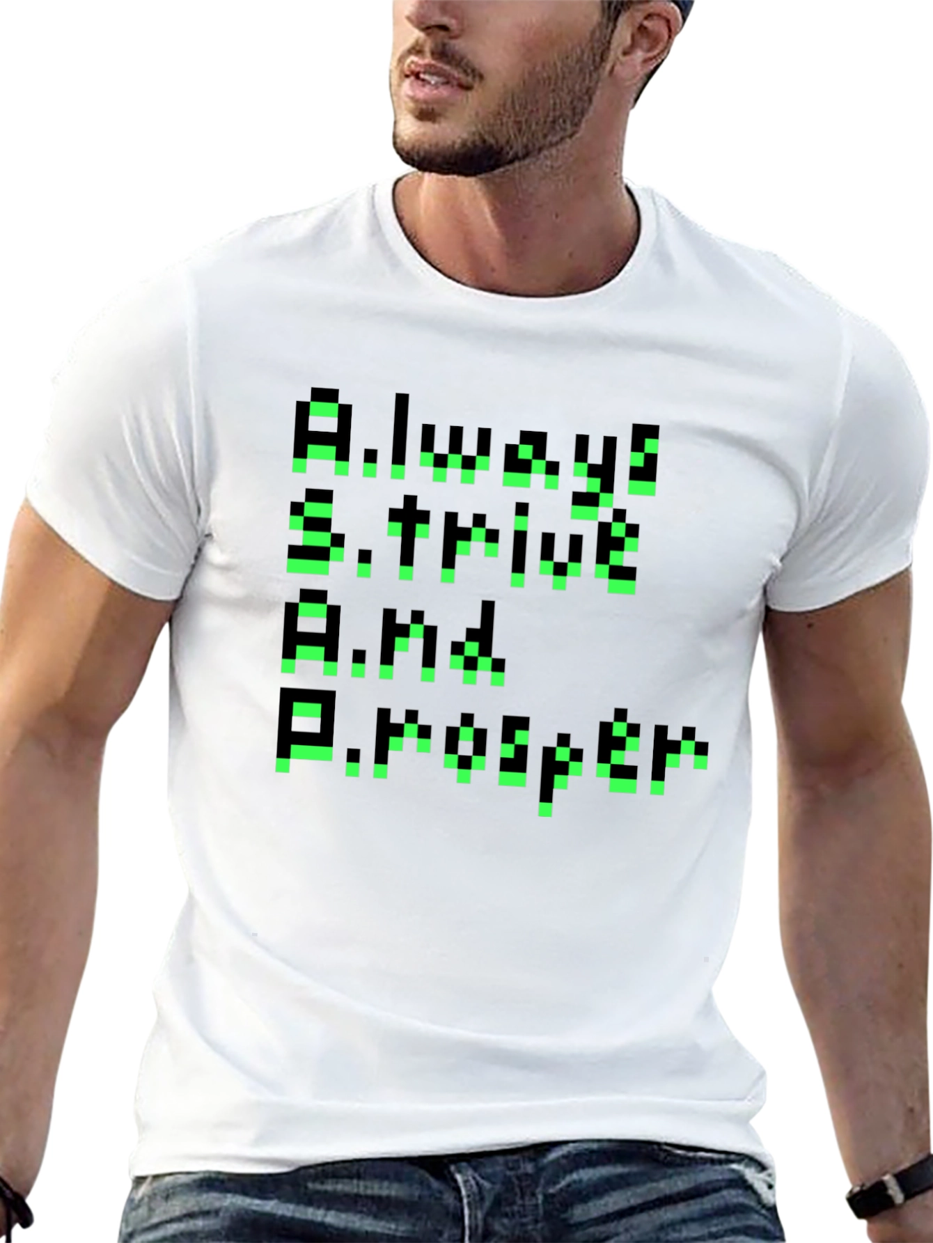 Black Pixelated Motivational Tee - Always Strive & Prosper! view 13