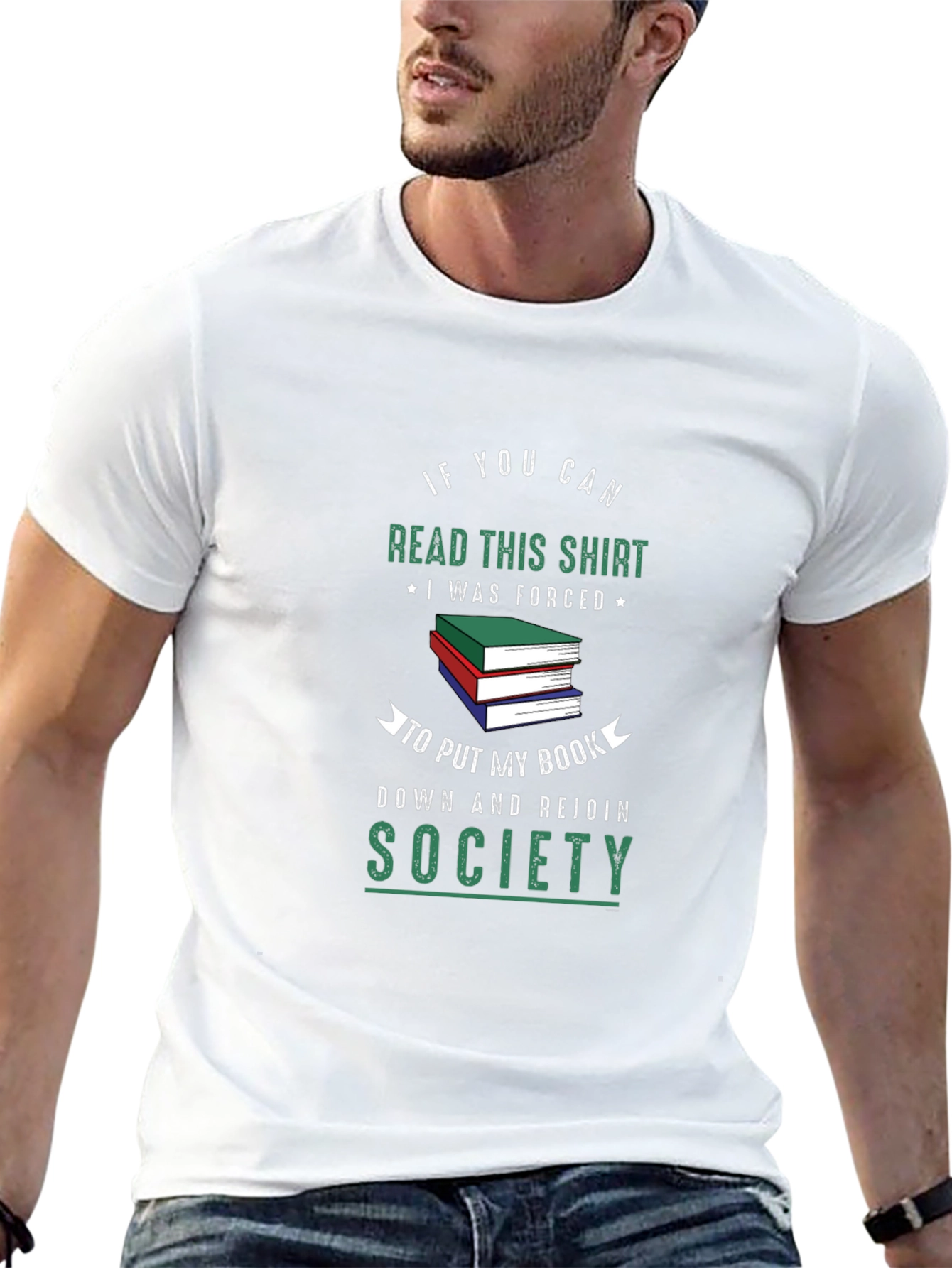 Black Funny Book Lover T-Shirt: Read This Shirt, Rejoin Society view 13