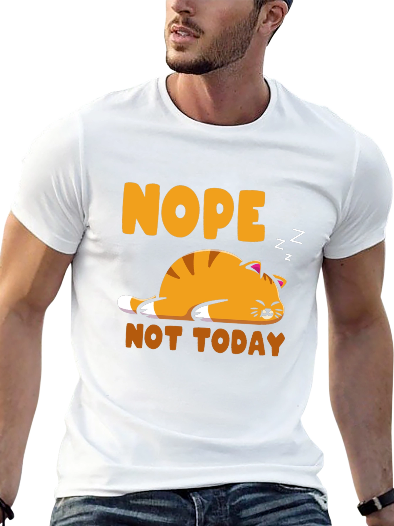 Black Nope Not Today Cat Graphic Tee view 13