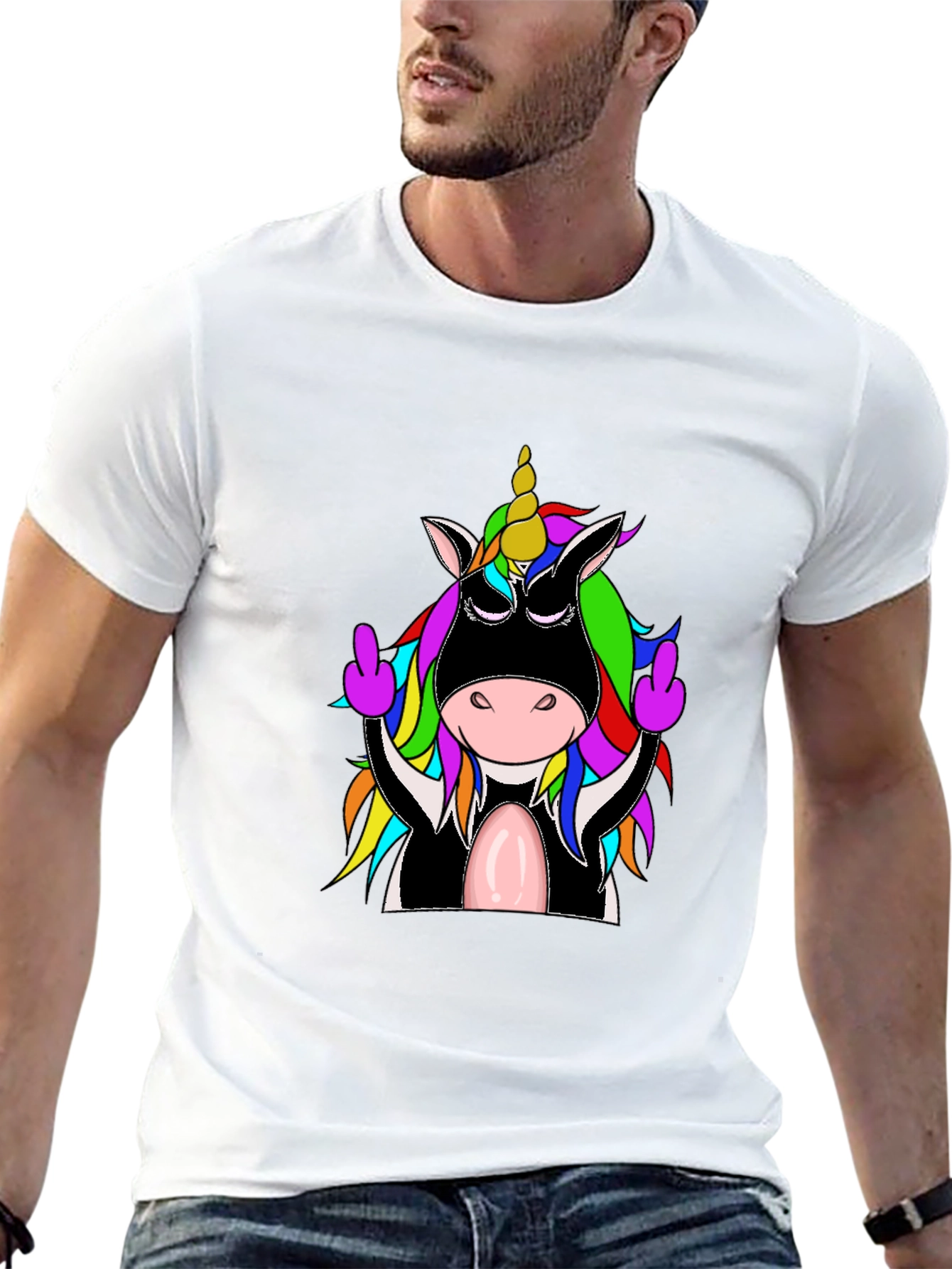 Black Rebellious Unicorn T-Shirt, Funny Graphic Tee view 13