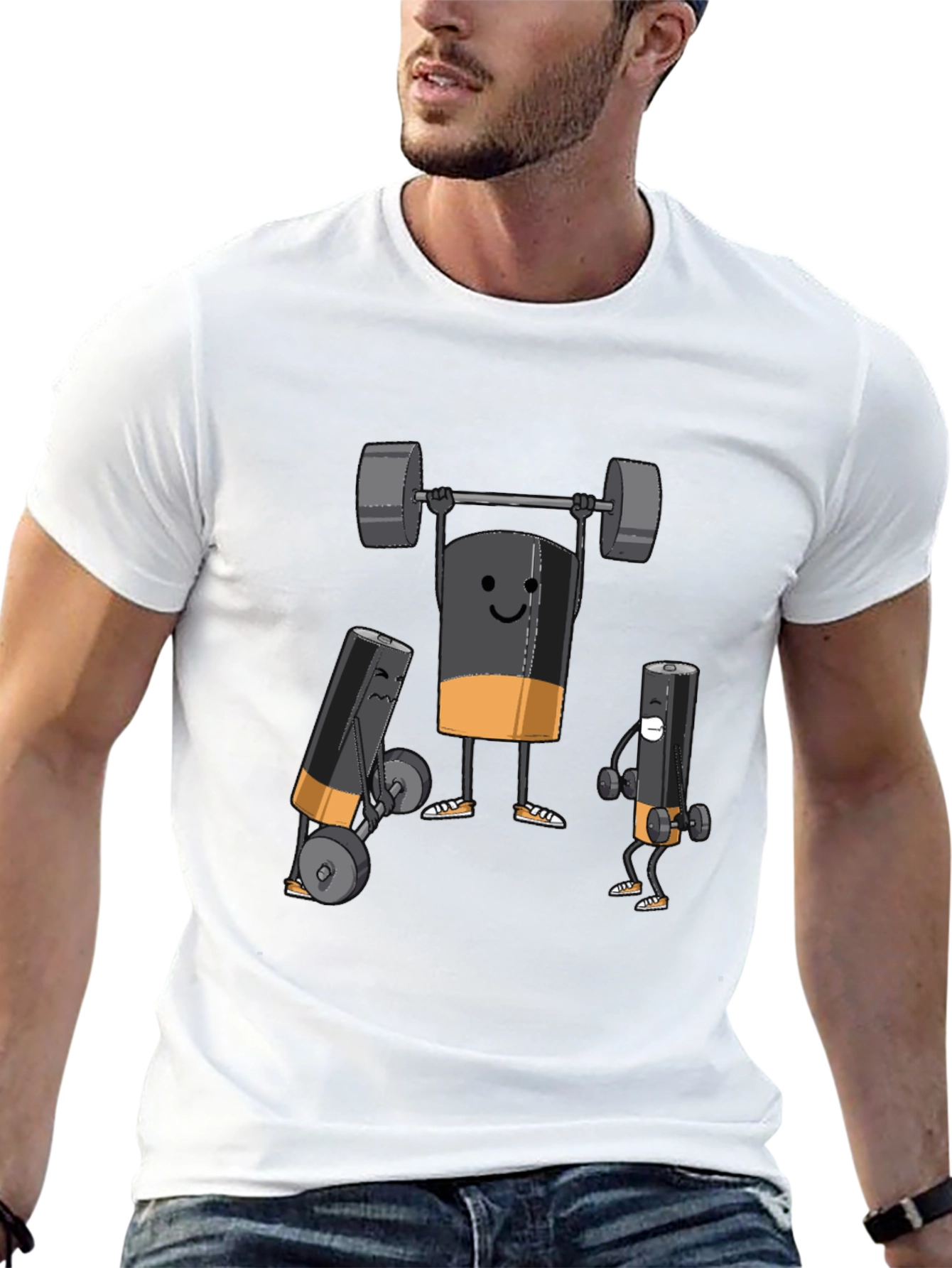 Black Battery Powerlifting Graphic T-Shirt view 13