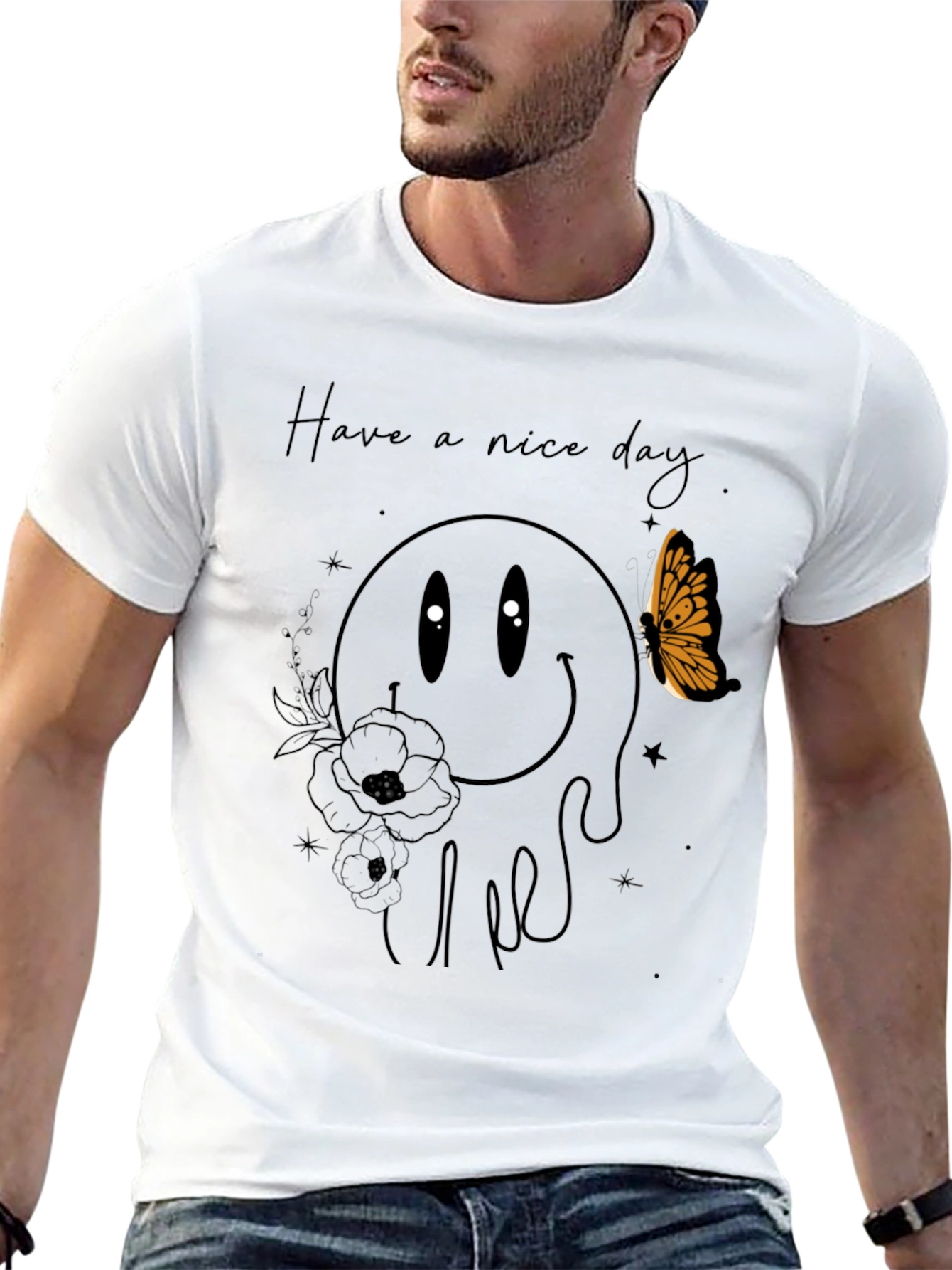 Black Have a Nice Day Smiley Face Graphic Tee - Black view 13